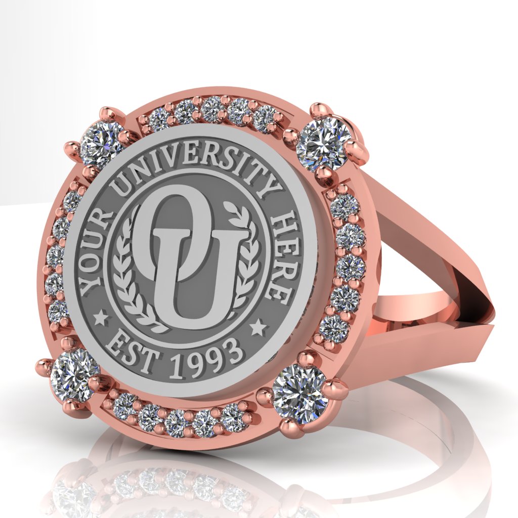 F-Sparkles | V-Frame Band Custom College Ring
