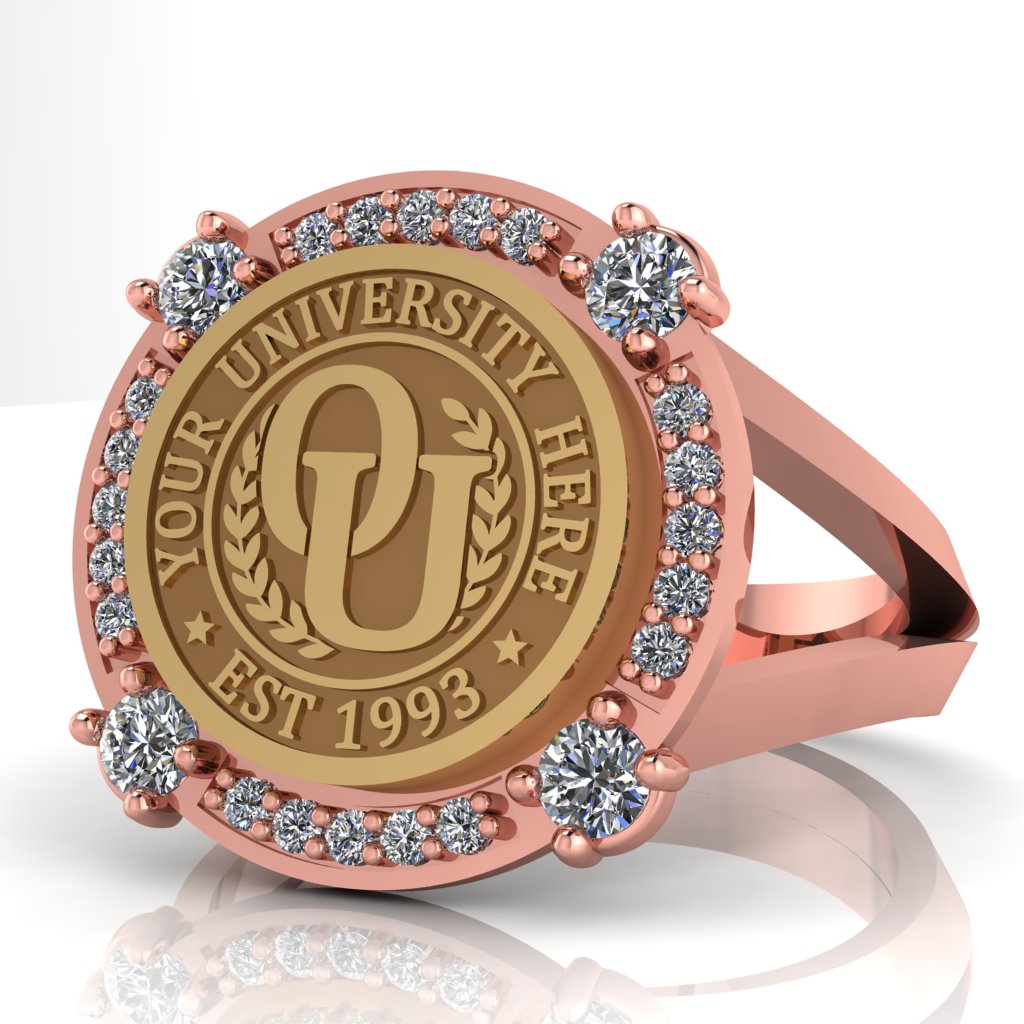 F-Sparkles | V-Frame Band Custom College Ring