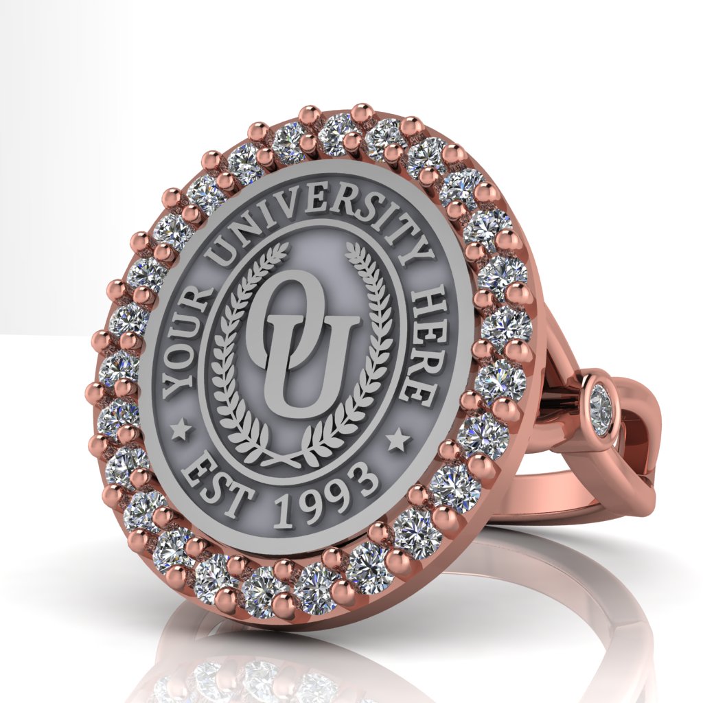 Circum Oval | Infinity Bezel Band Custom College Ring