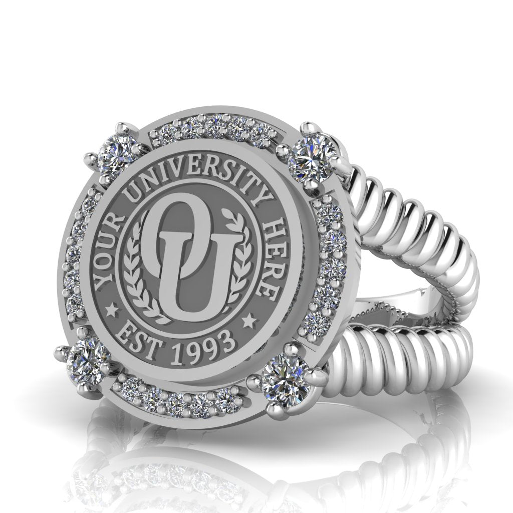 F-Sparkles | V-Rope Band Custom College Ring