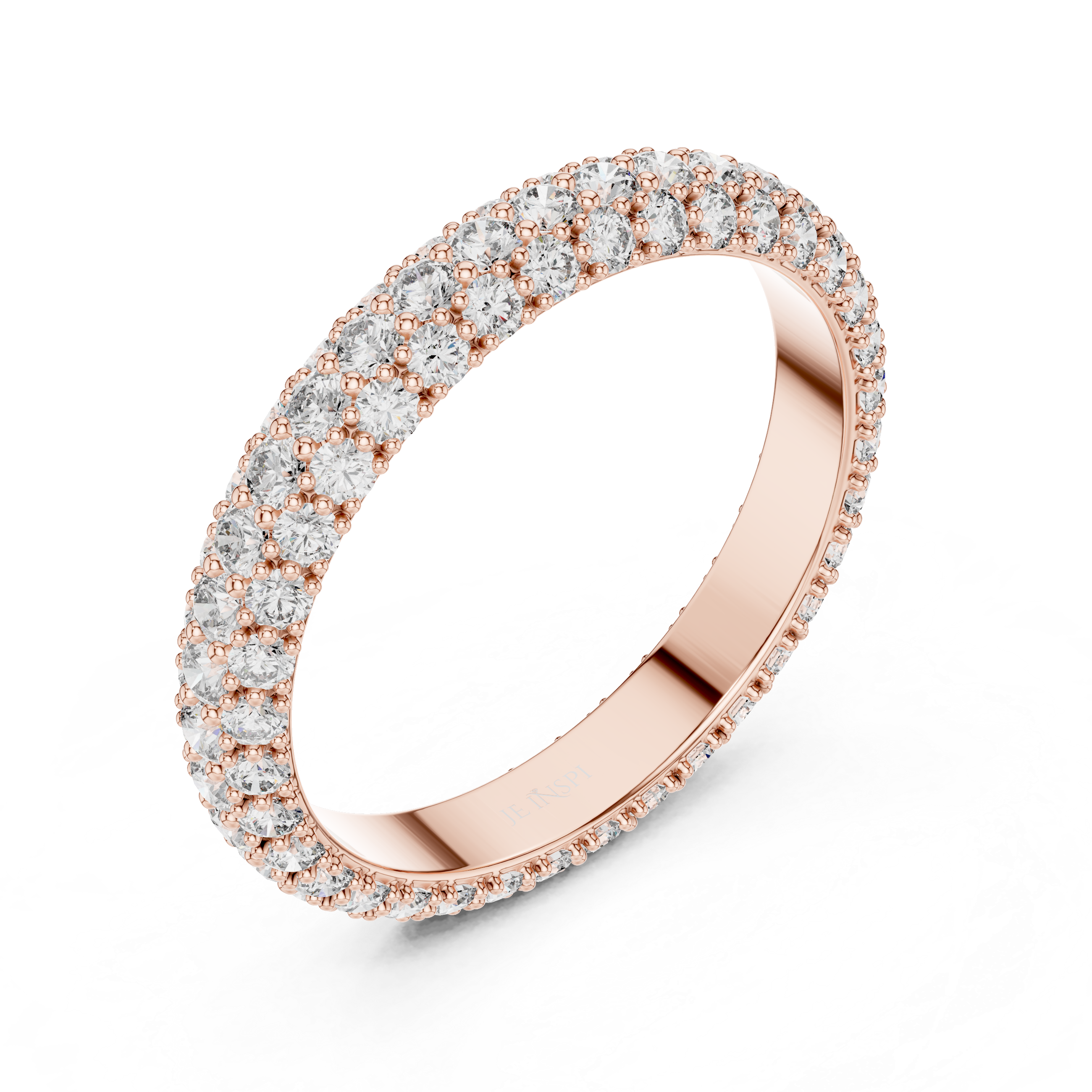 Triple Row Pavé Diamond Eternity Band Ring – Full Eternity Wedding Band
