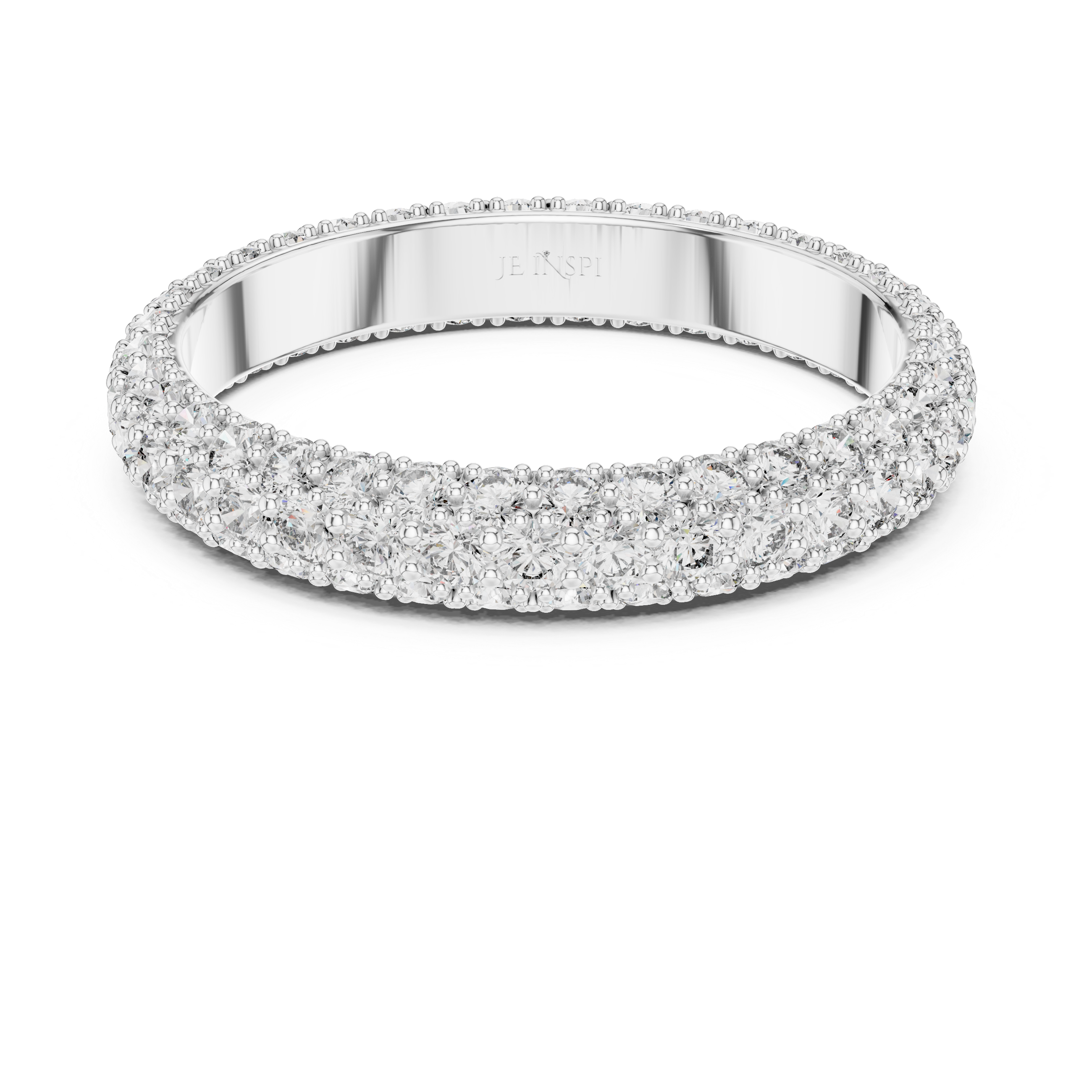 Triple Row Pavé Diamond Eternity Band Ring – Full Eternity Wedding Band