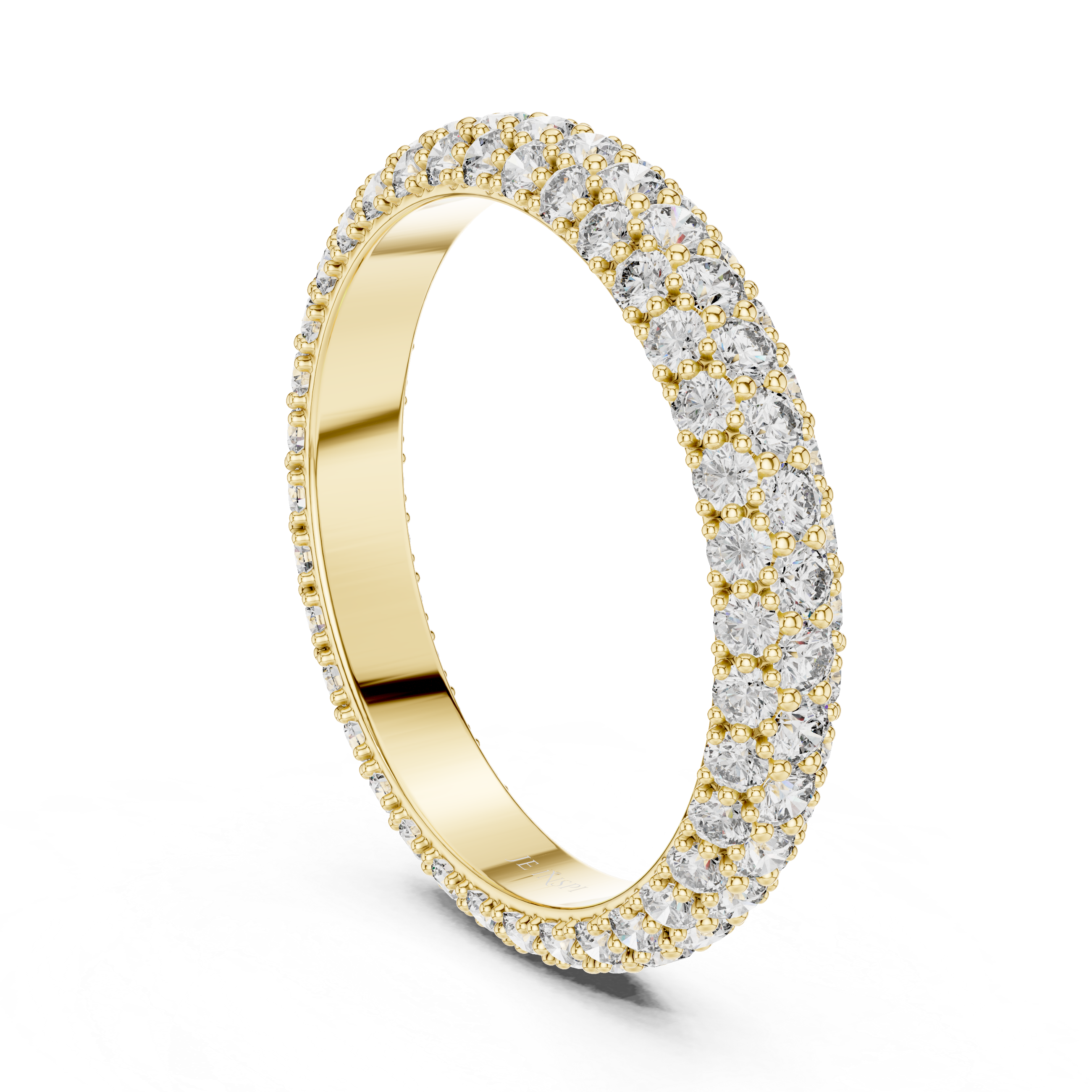 Triple Row Pavé Diamond Eternity Band Ring – Full Eternity Wedding Band