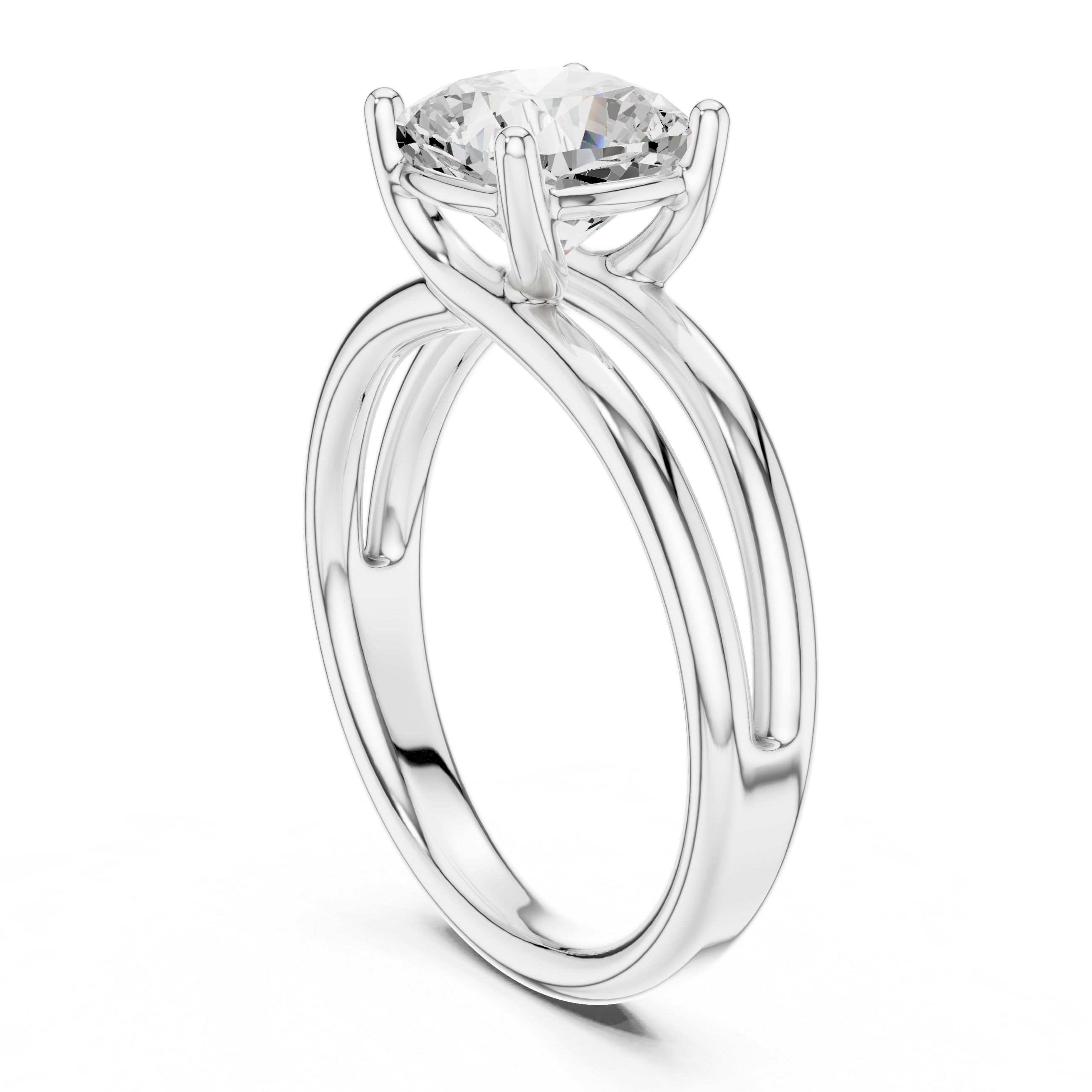 Cushion Cut Solitaire Ring – Double Band Contemporary Design