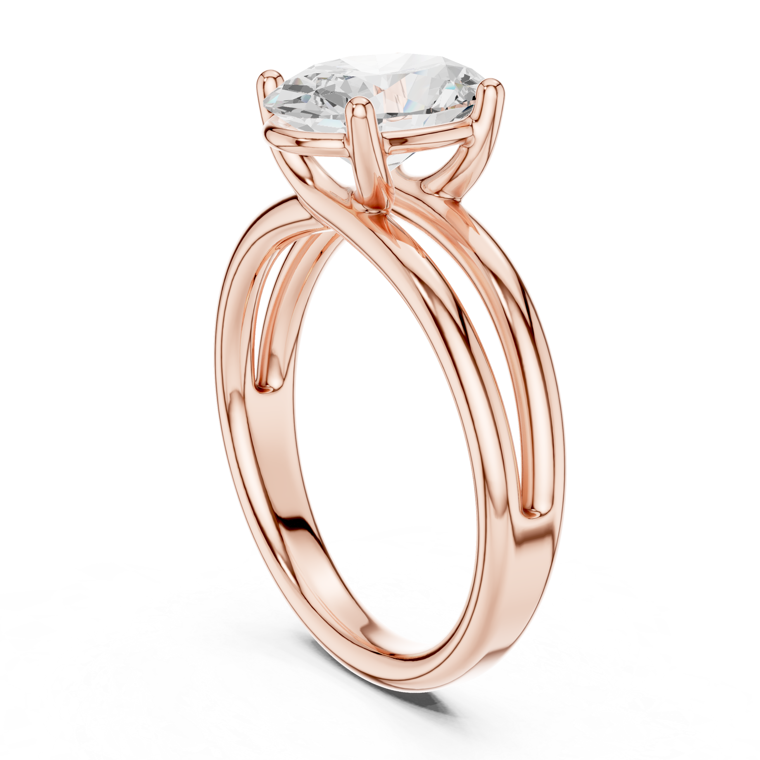 Oval Cut Solitaire Ring – Double Band Contemporary Design