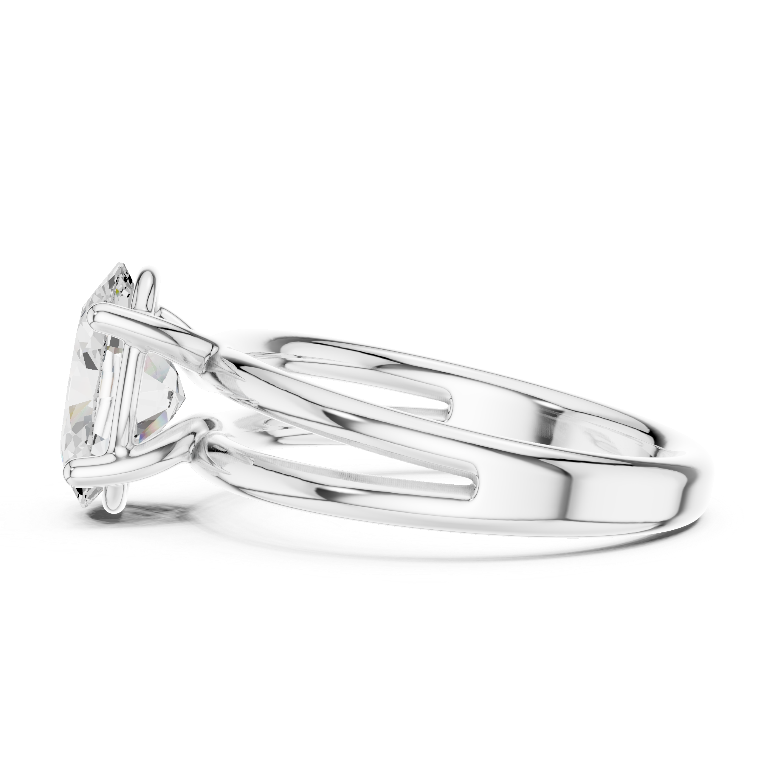 Oval Cut Solitaire Ring – Double Band Contemporary Design