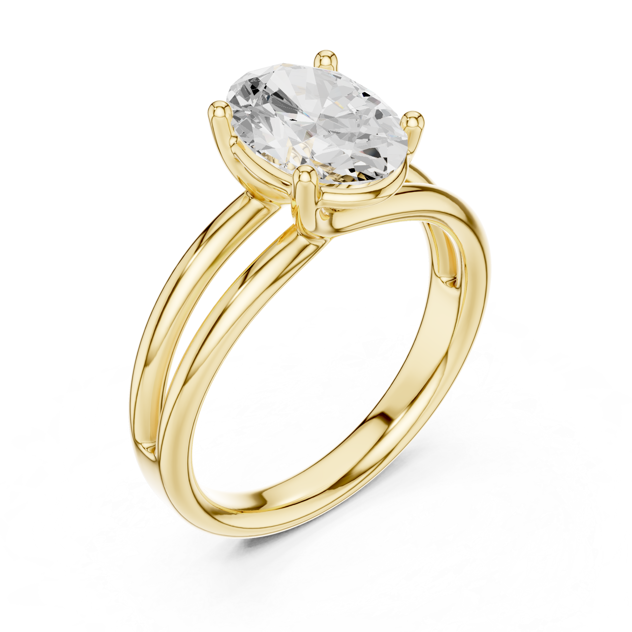 Oval Cut Solitaire Ring – Double Band Contemporary Design