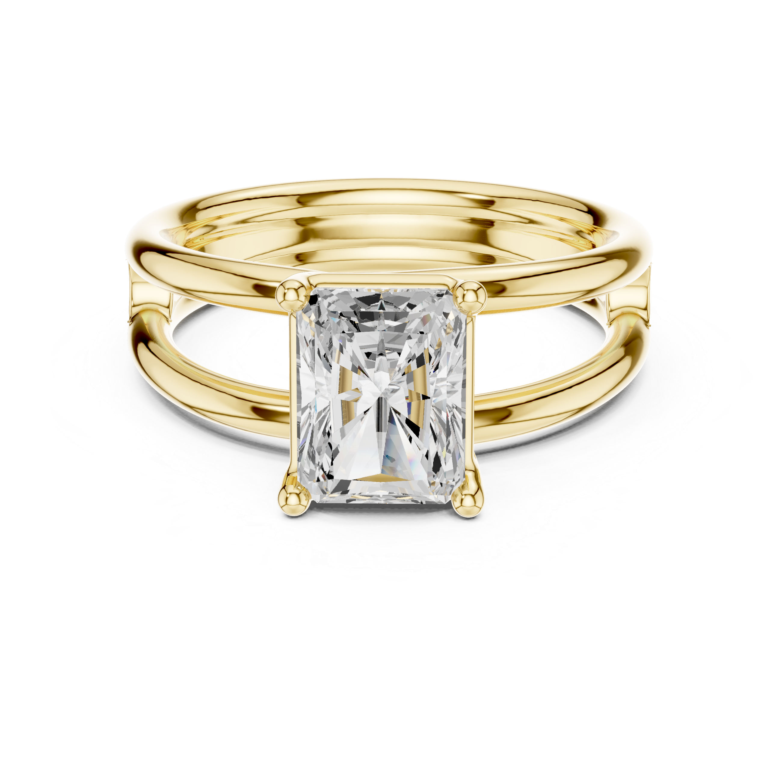 Radiant Cut Solitaire Ring – Double Band Contemporary Design