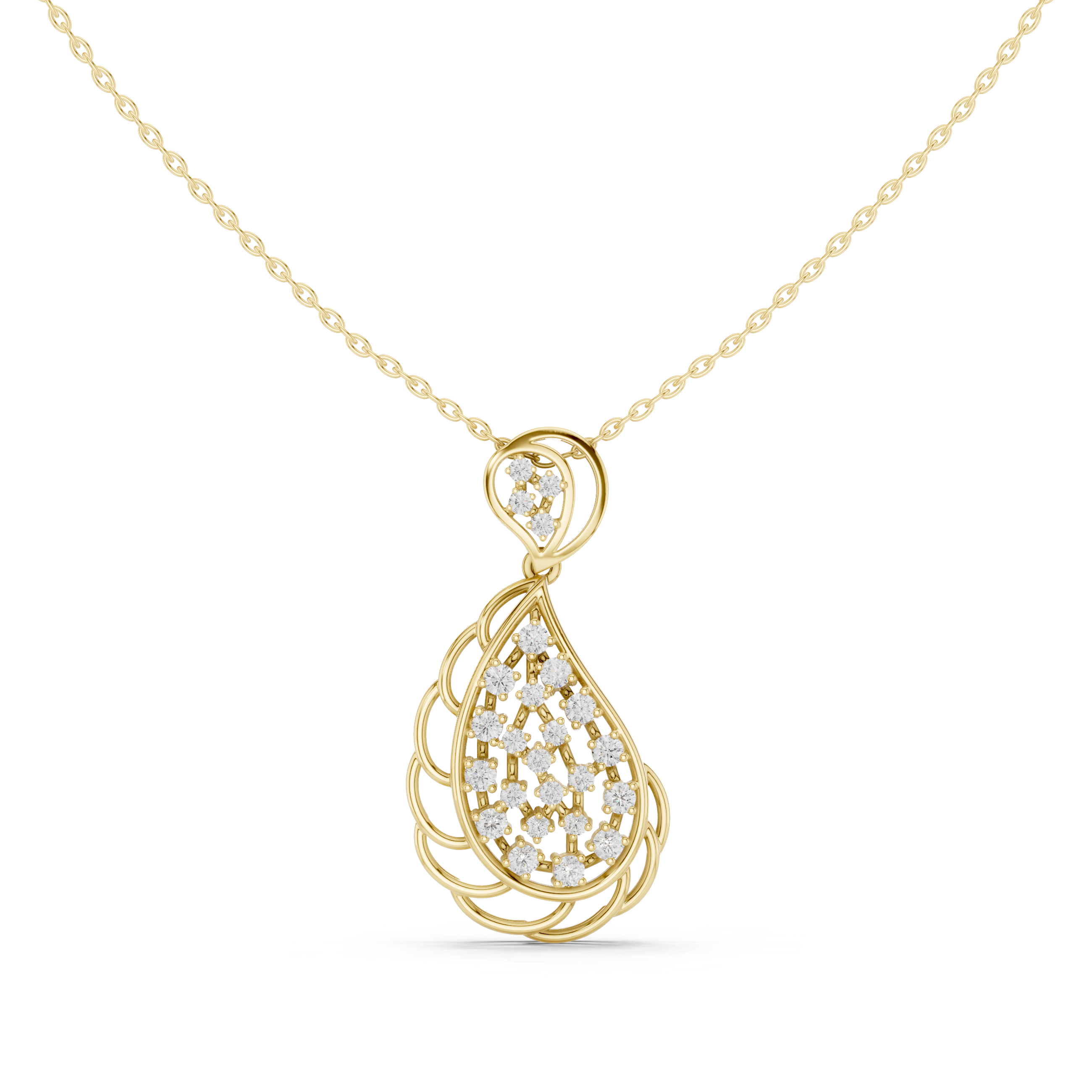 Elegant Teardrop Diamond Pendant