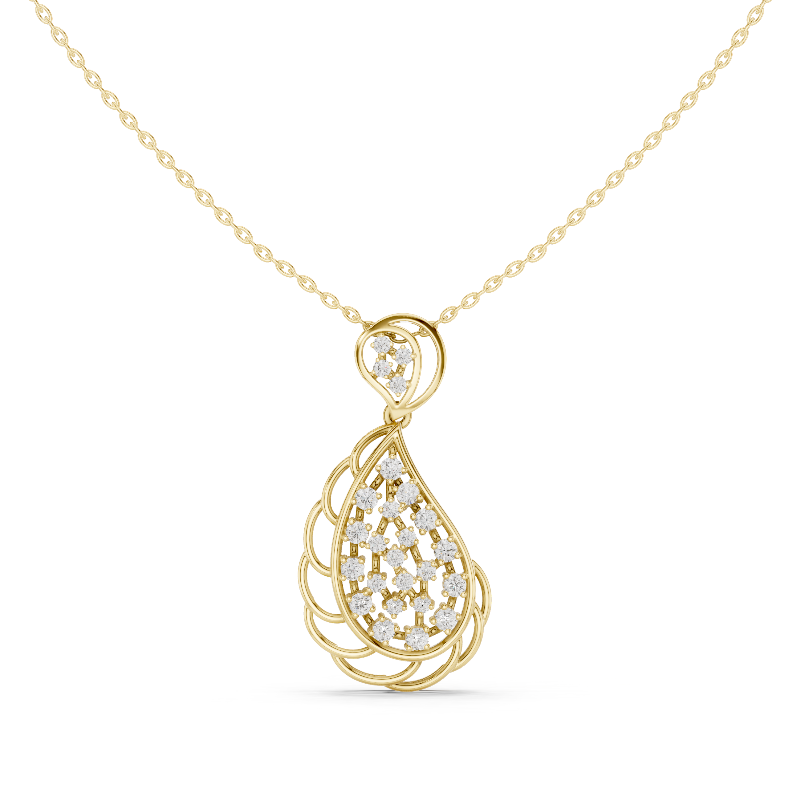 Elegant Teardrop Diamond Pendant