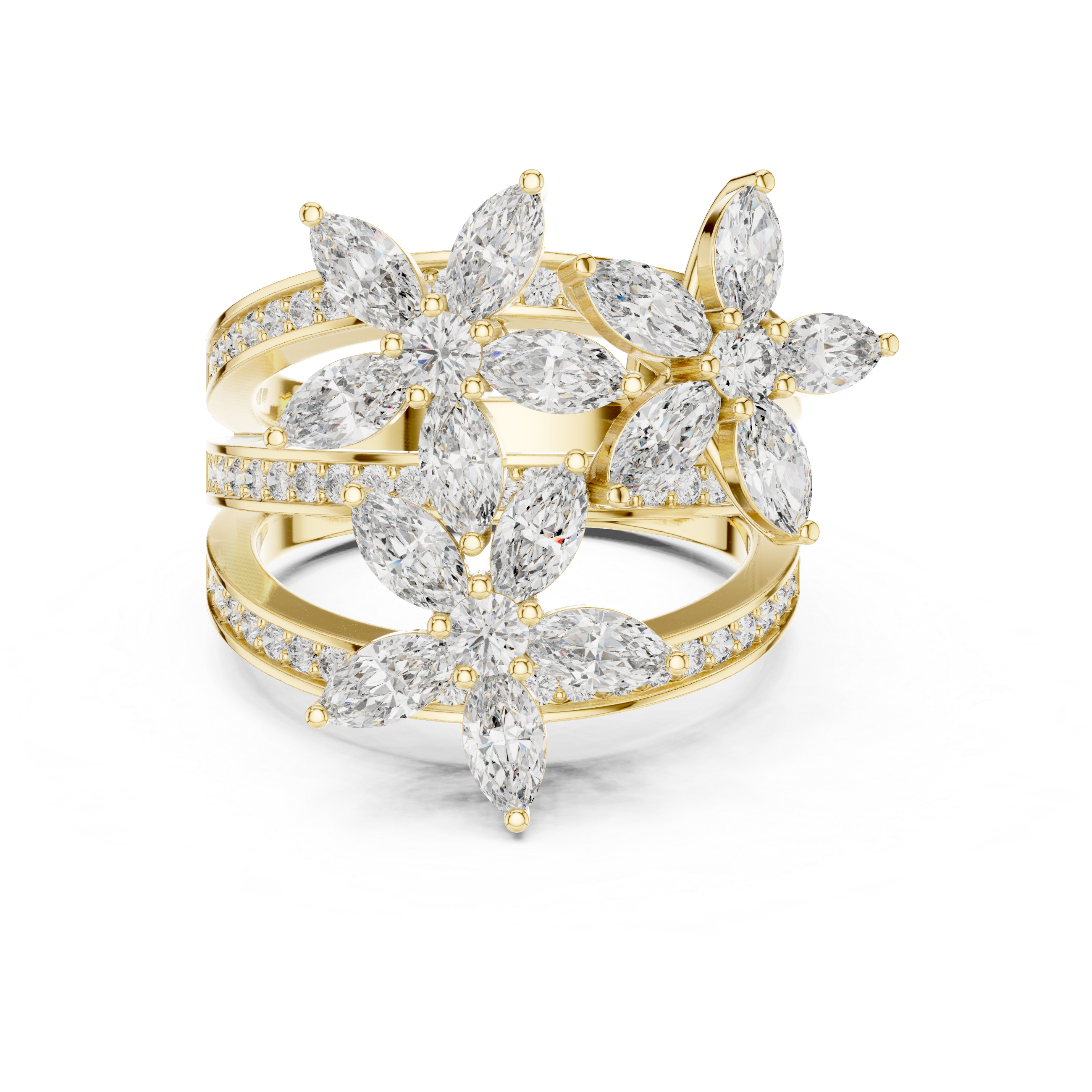 Luxury Floral Diamond Statement Ring