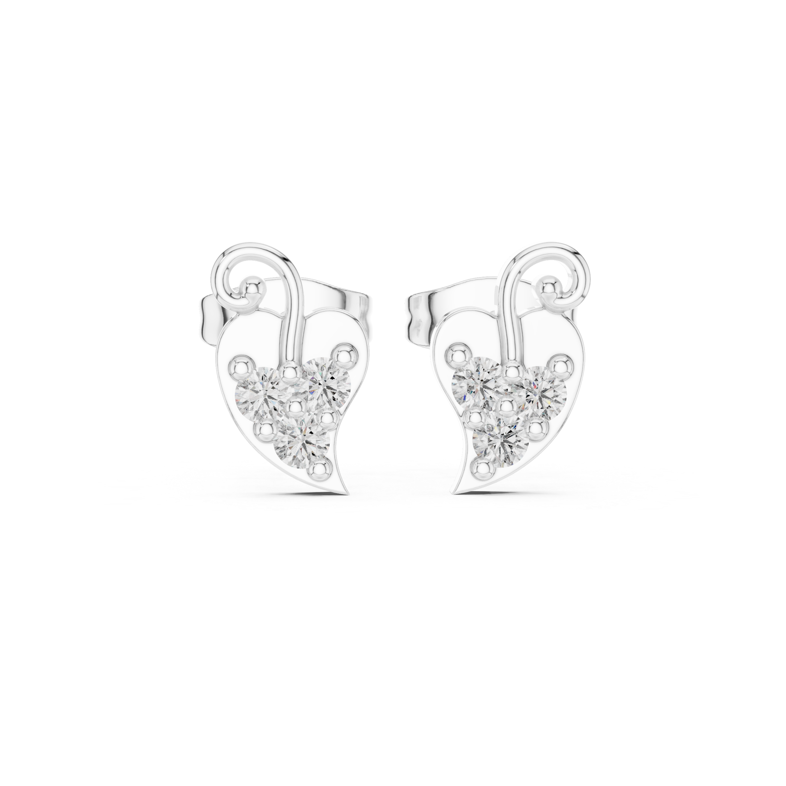 Heart Diamond Stud Earrings