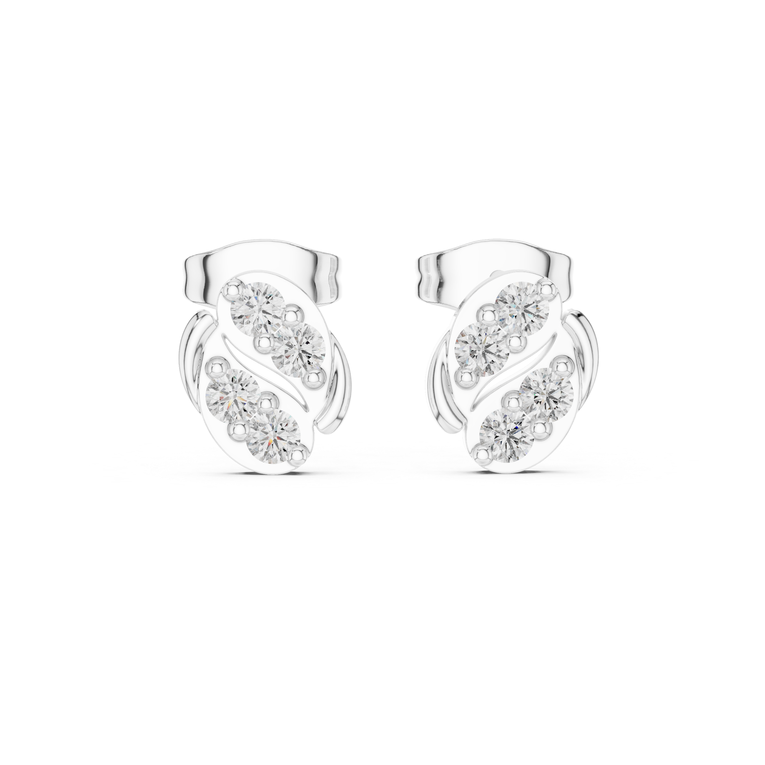 Leaf Diamond Stud Earrings