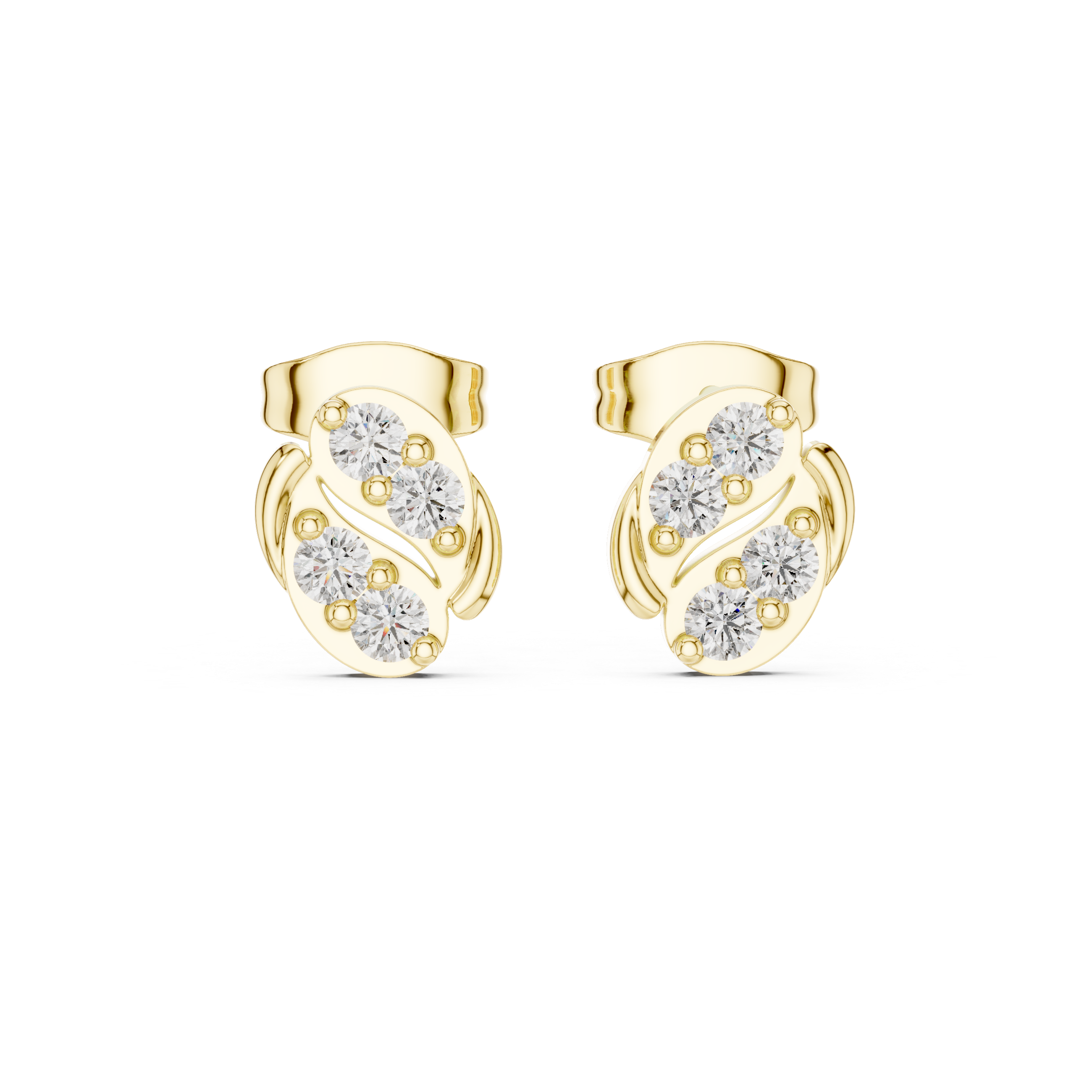 Leaf Diamond Stud Earrings