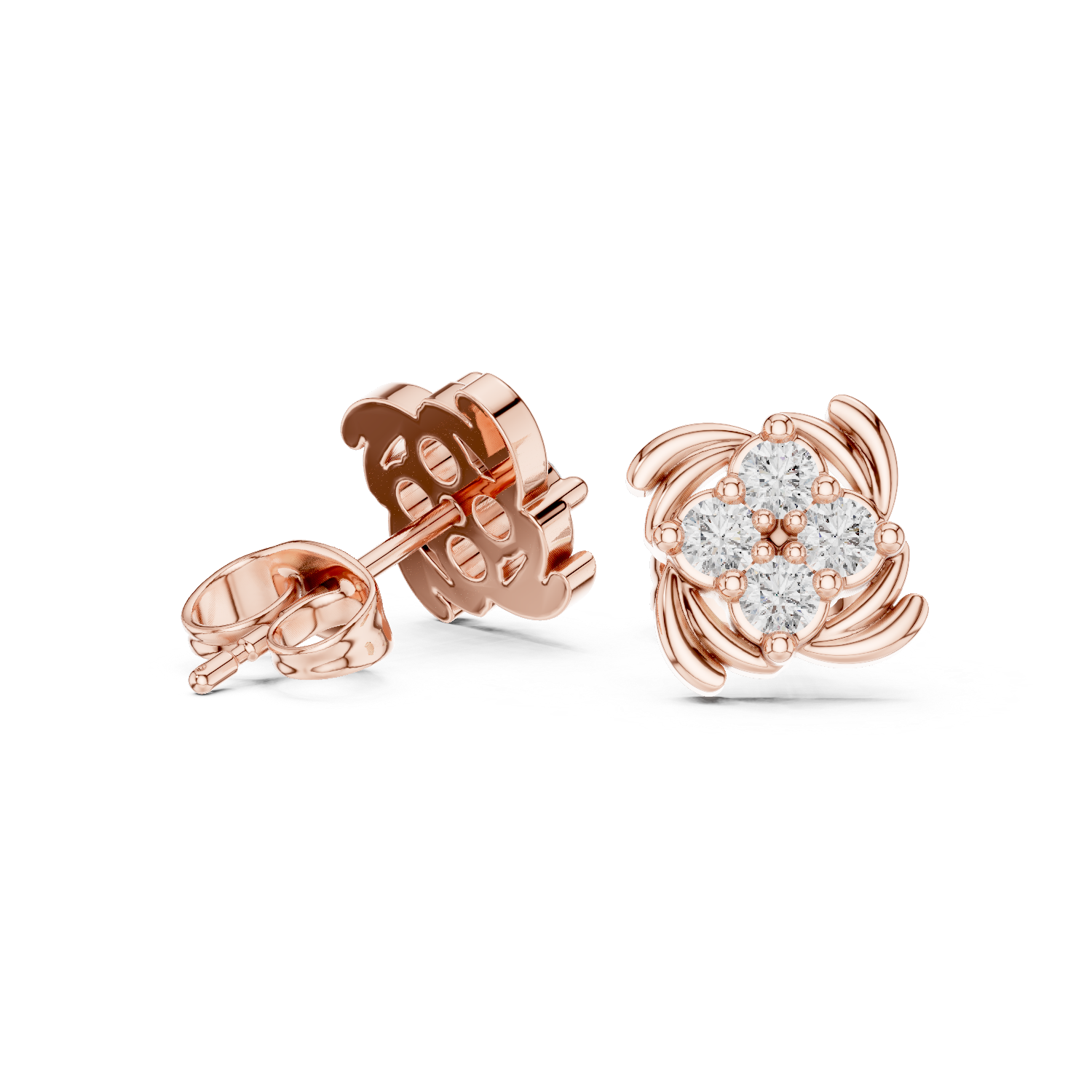 Floral Diamond Stud Earrings