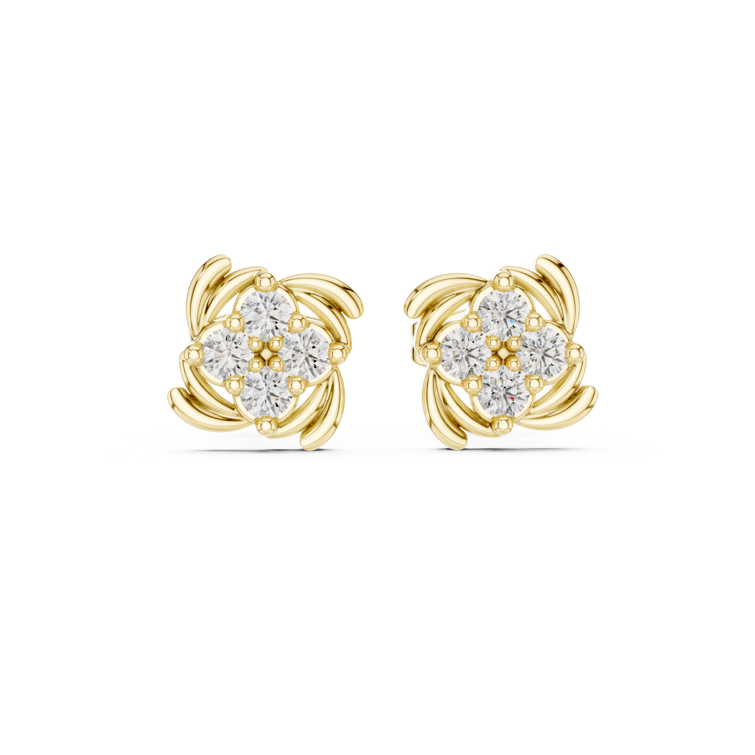Floral Diamond Stud Earrings