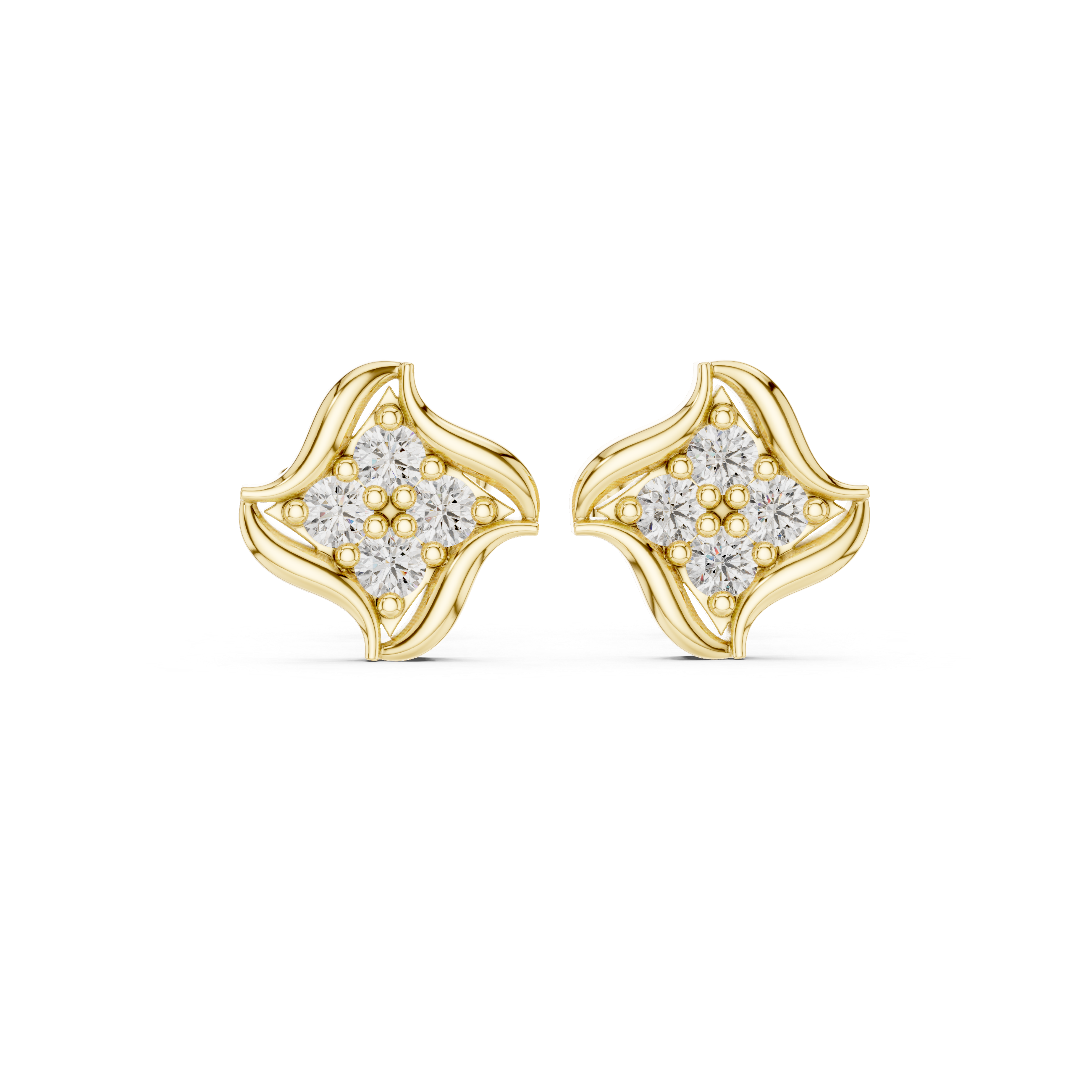 Luxury Wave Diamond Stud Earrings