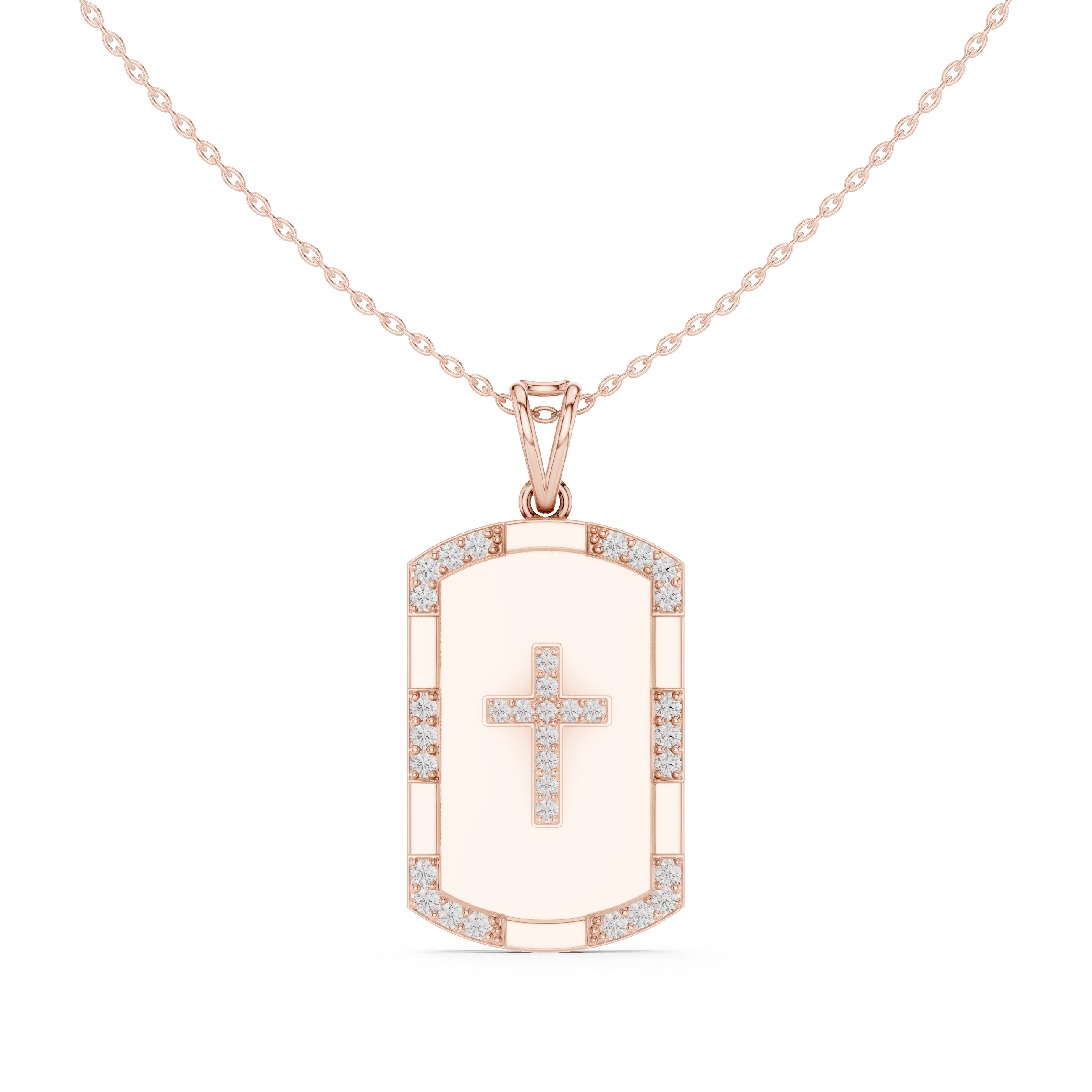 Diamond Cross Tag Pendant