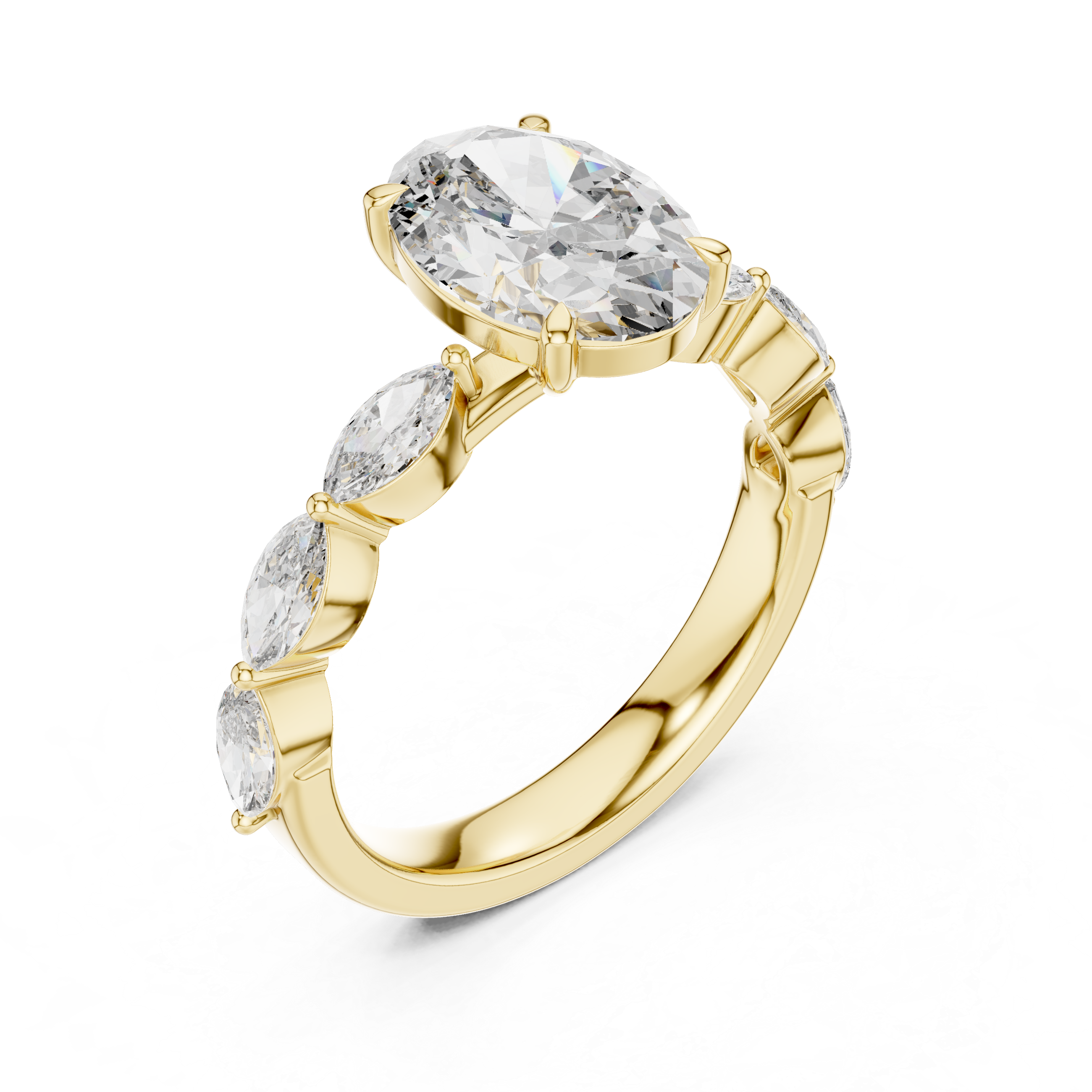 Oval Diamond Three Stone Ring