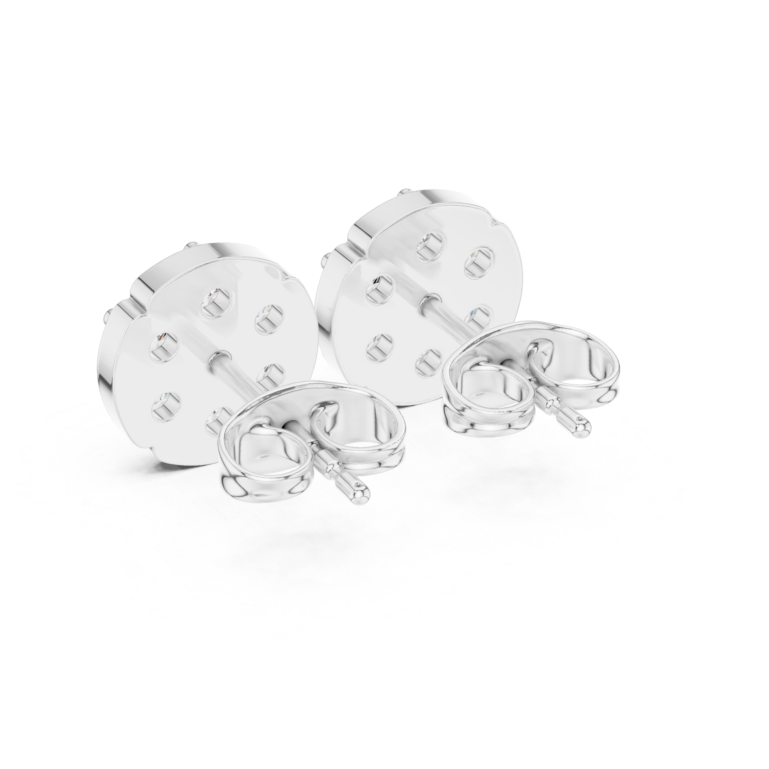 Luxury Round Cluster Diamond Stud Earrings