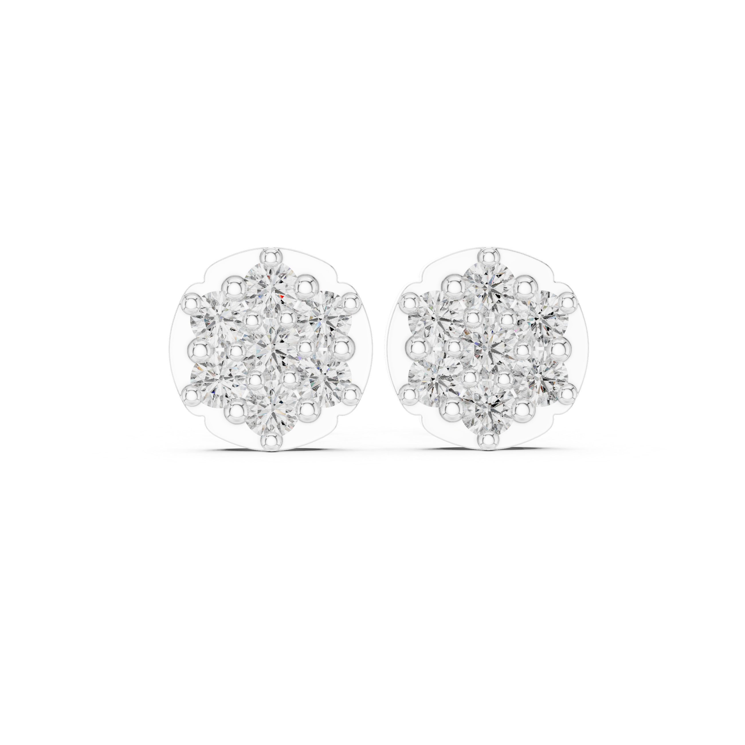 Luxury Round Cluster Diamond Stud Earrings