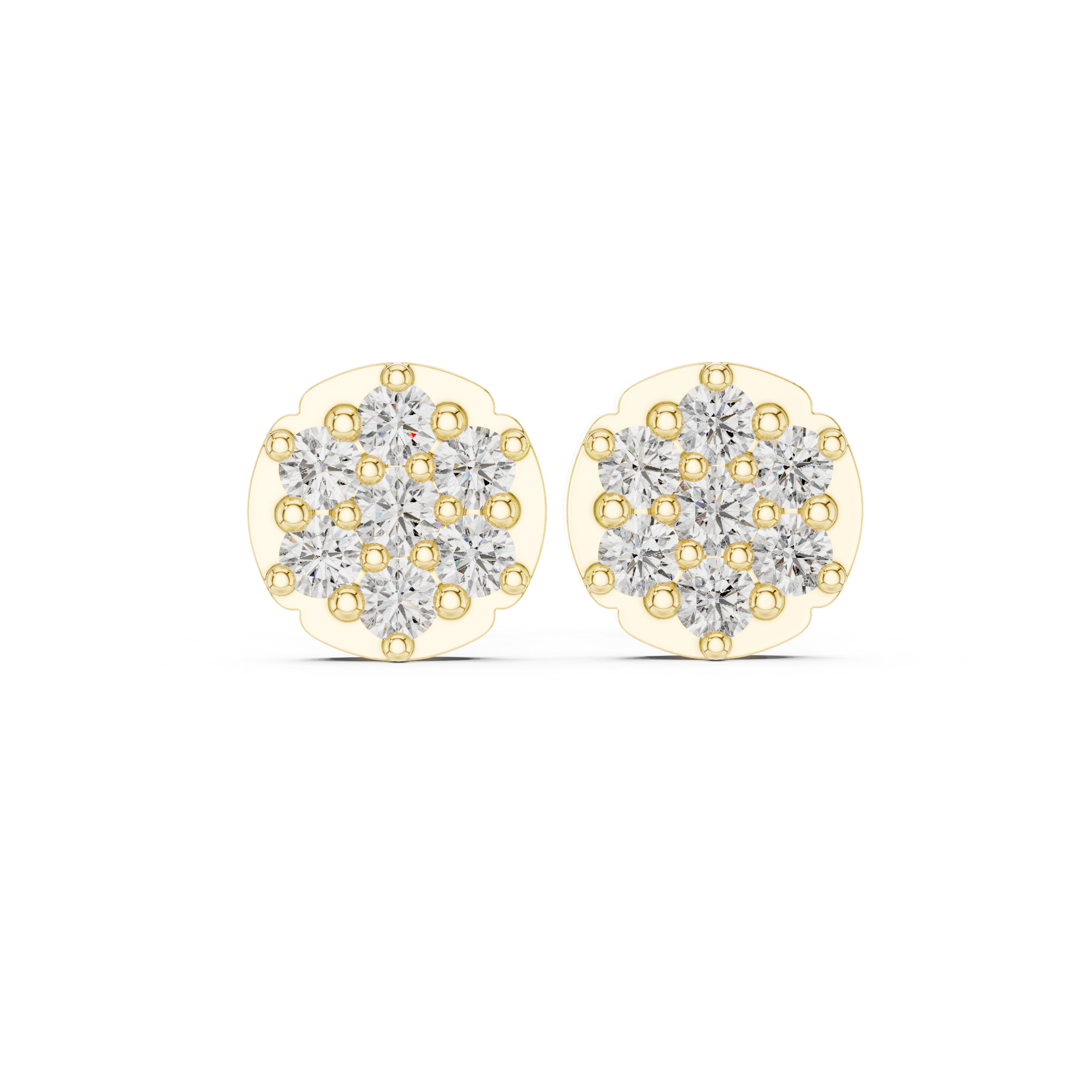 Luxury Round Cluster Diamond Stud Earrings