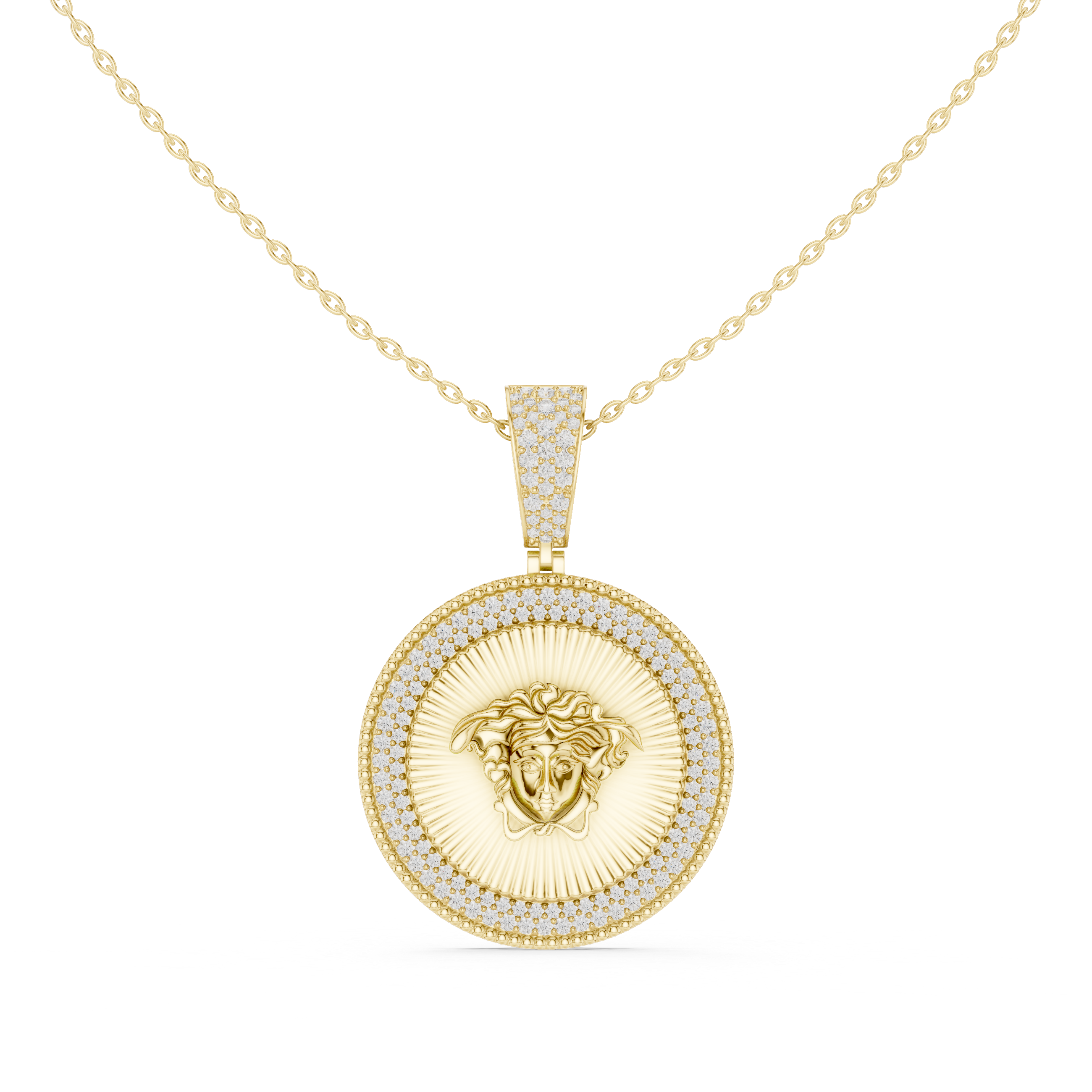Medusa Diamond Medallion Pendant