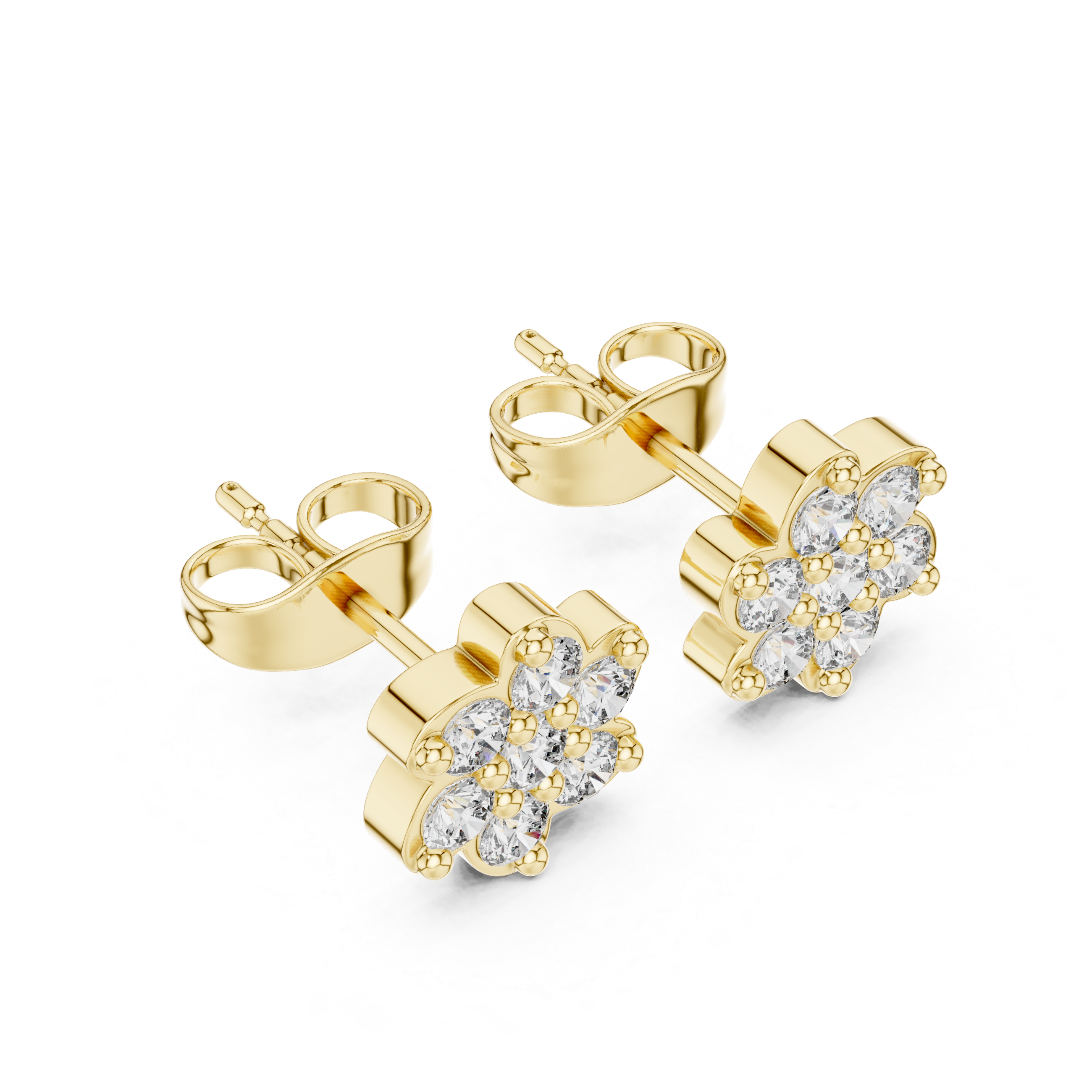Luxury Floral Cluster Diamond Stud Earrings
