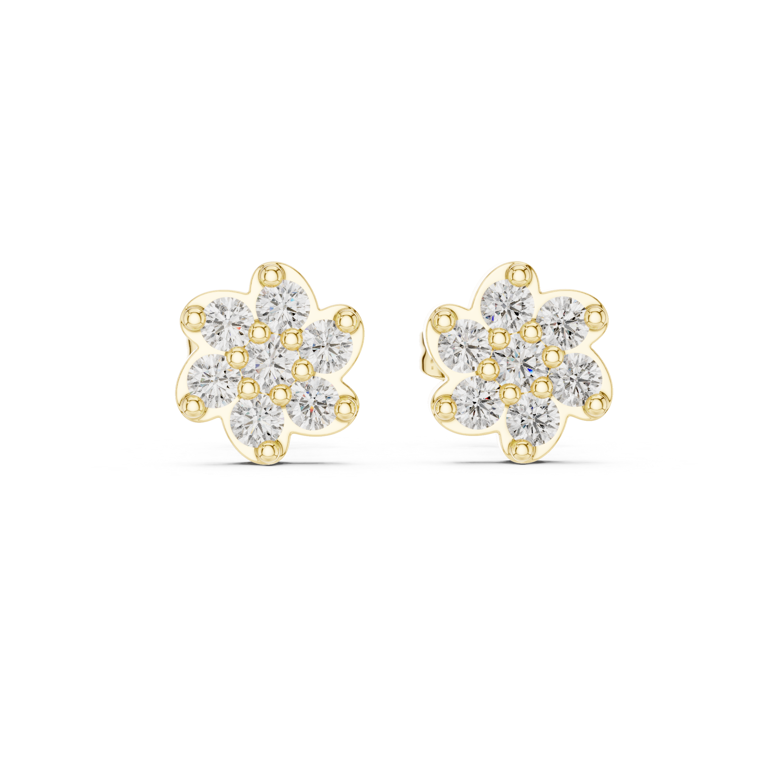 Luxury Floral Cluster Diamond Stud Earrings