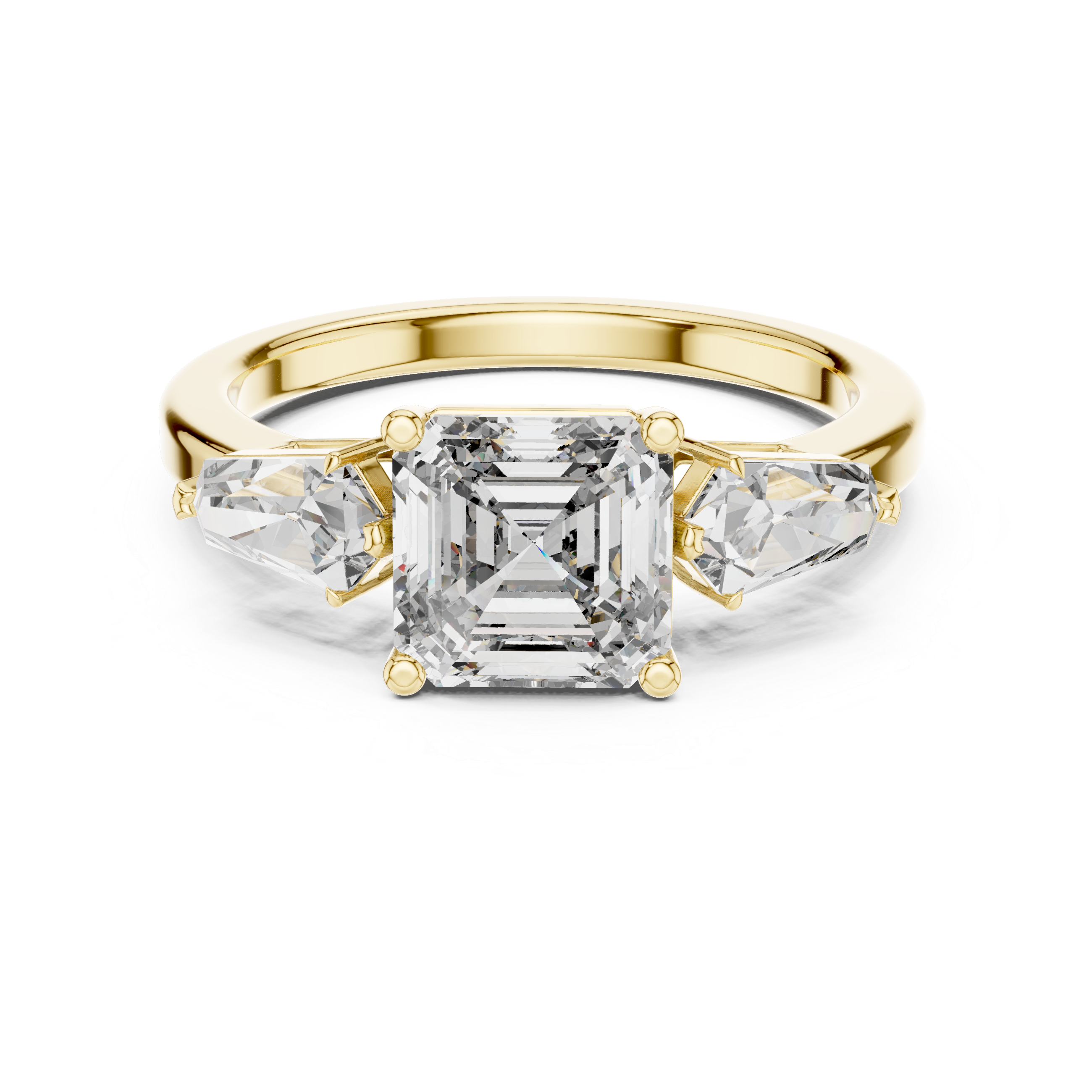 Asscher Diamond Three Stone Ring