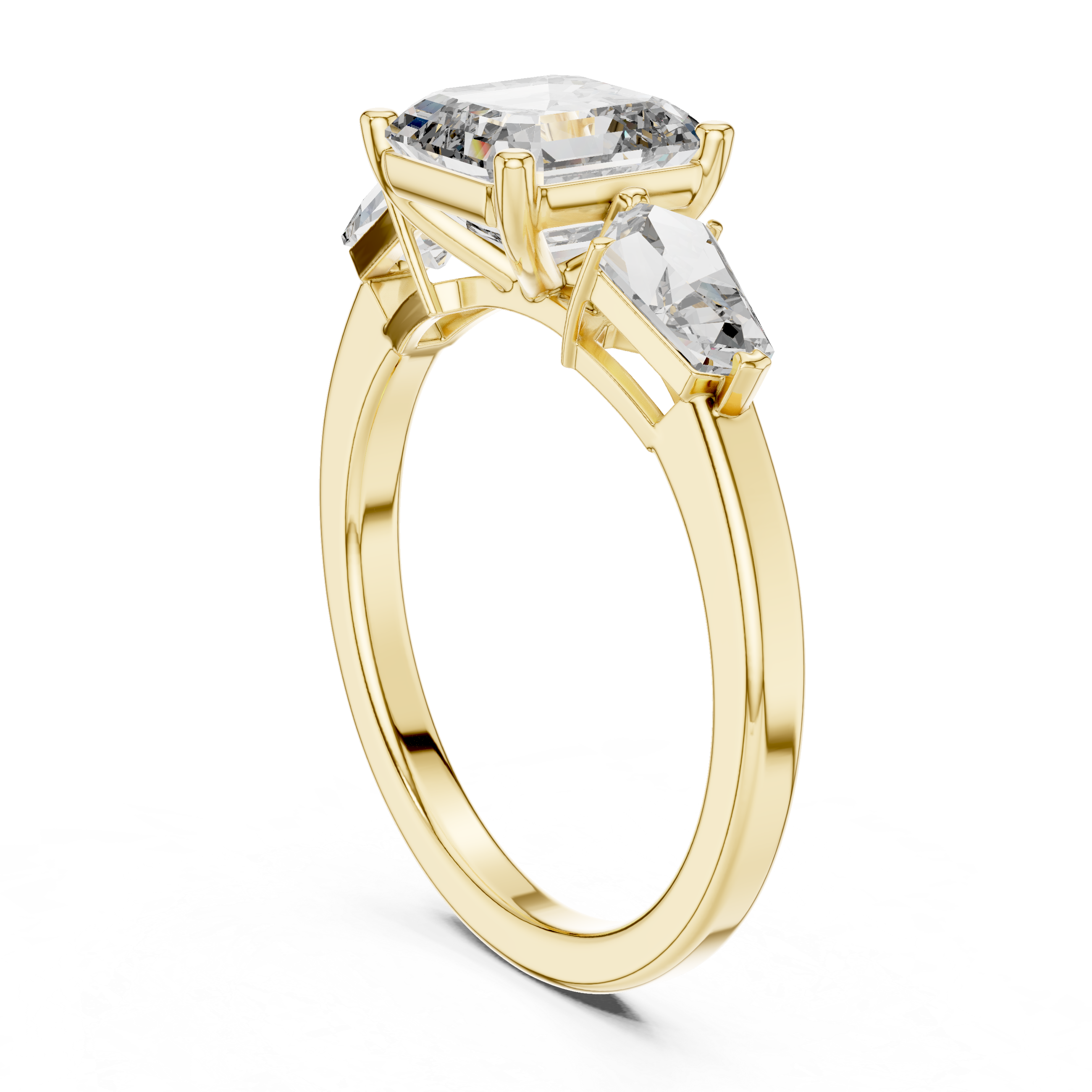 Asscher Diamond Three Stone Ring