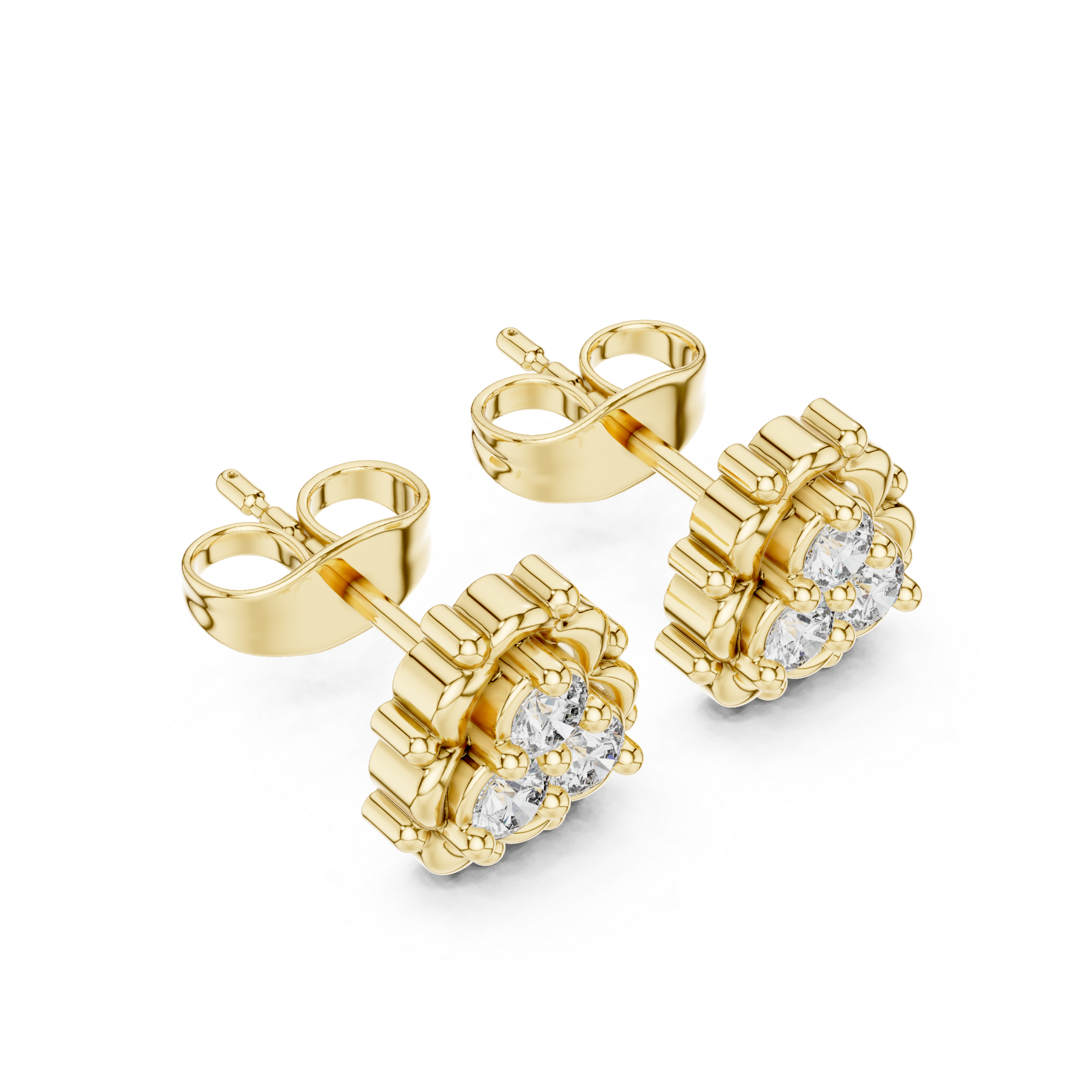 Luxury Clover Diamond Stud Earrings