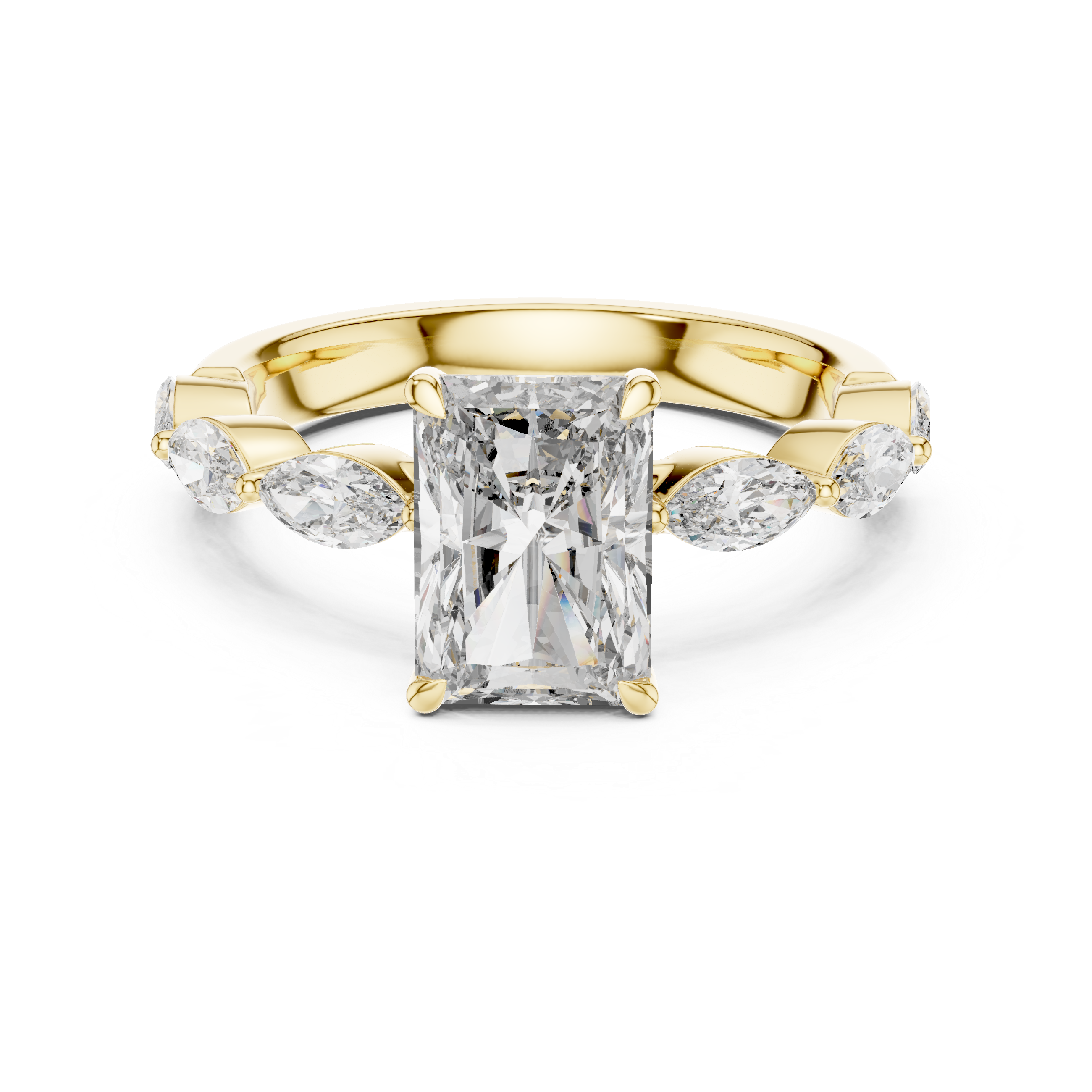 Radiant Side Stone Ring