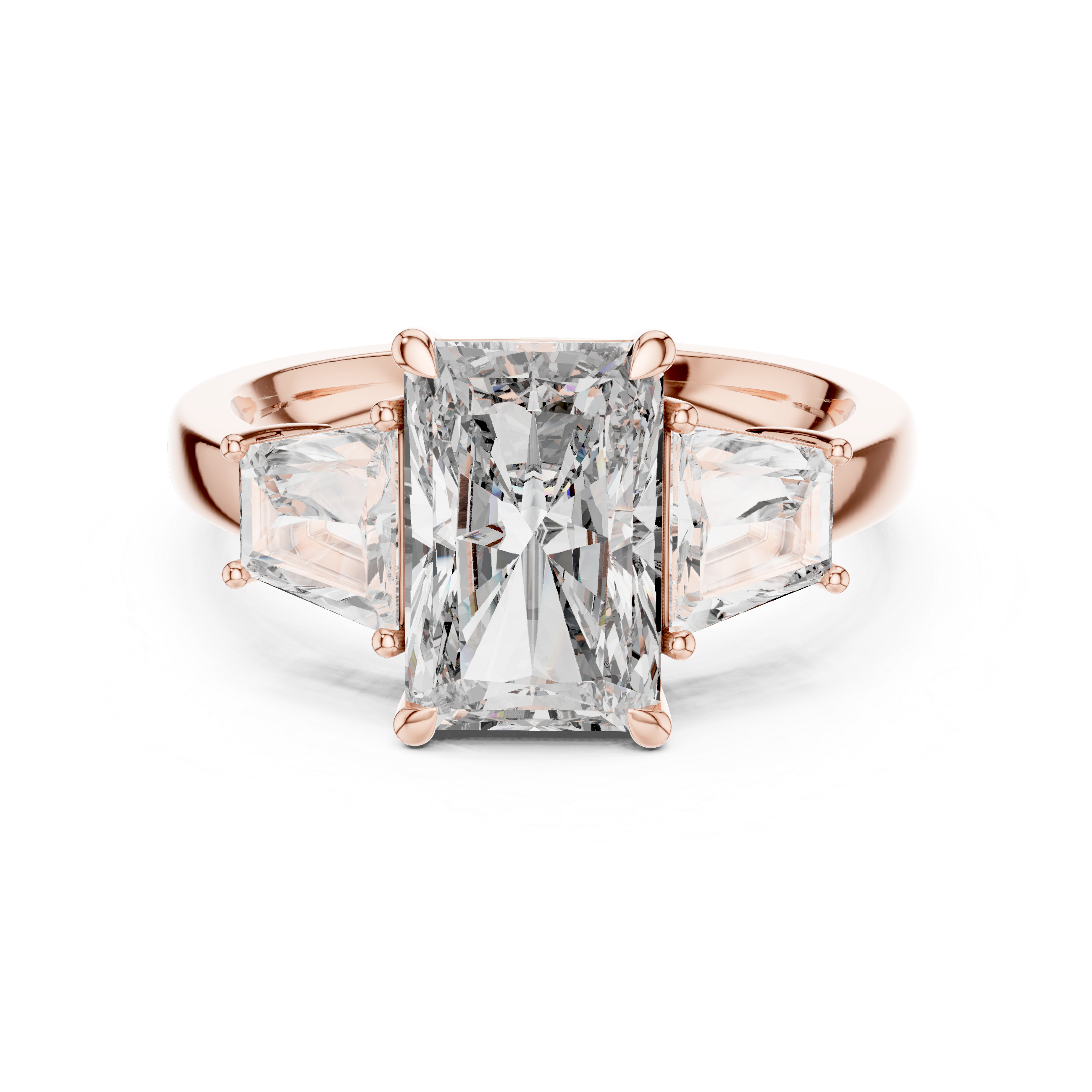 Radiant Three Stone Ring