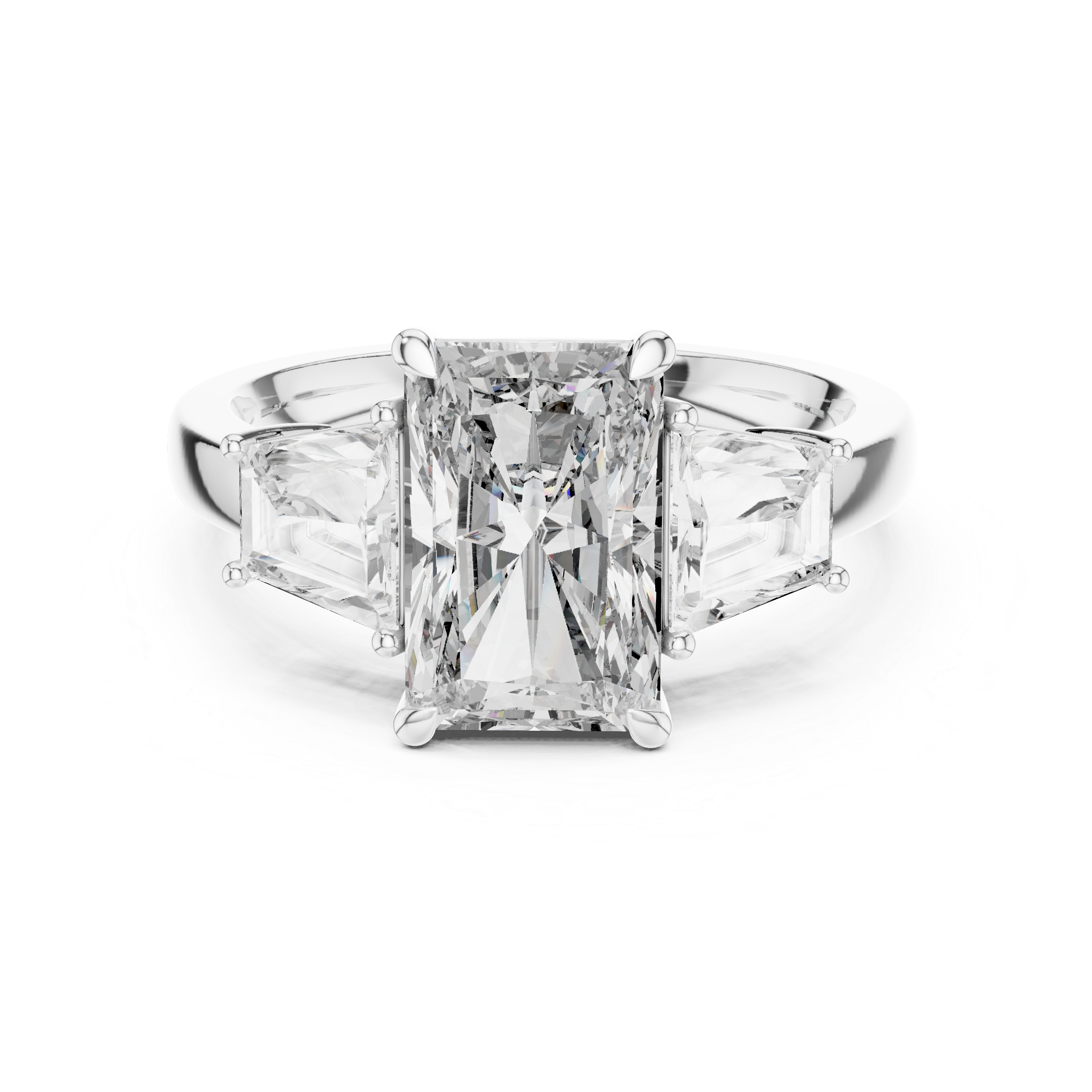 Radiant Three Stone Ring