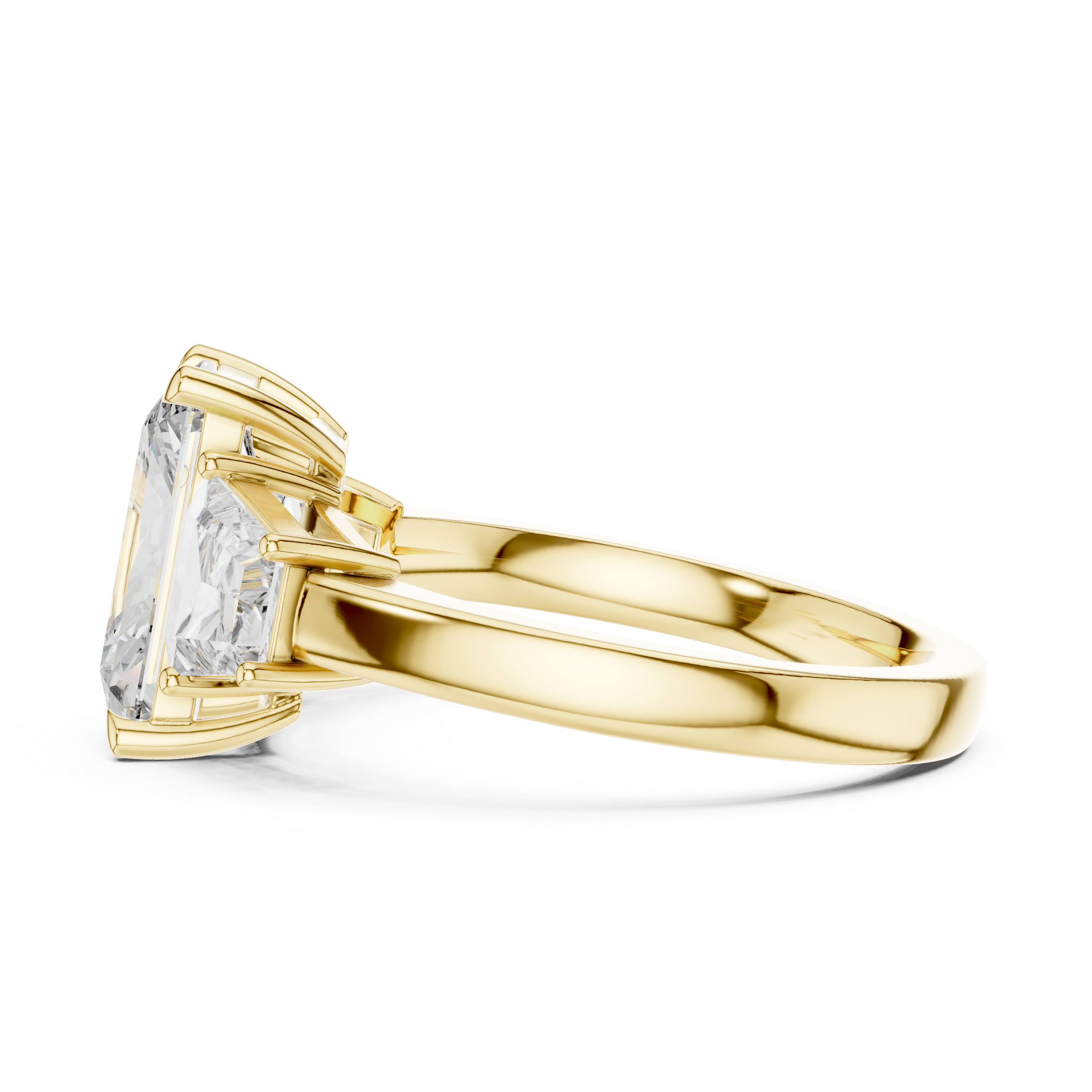 Radiant Three Stone Ring
