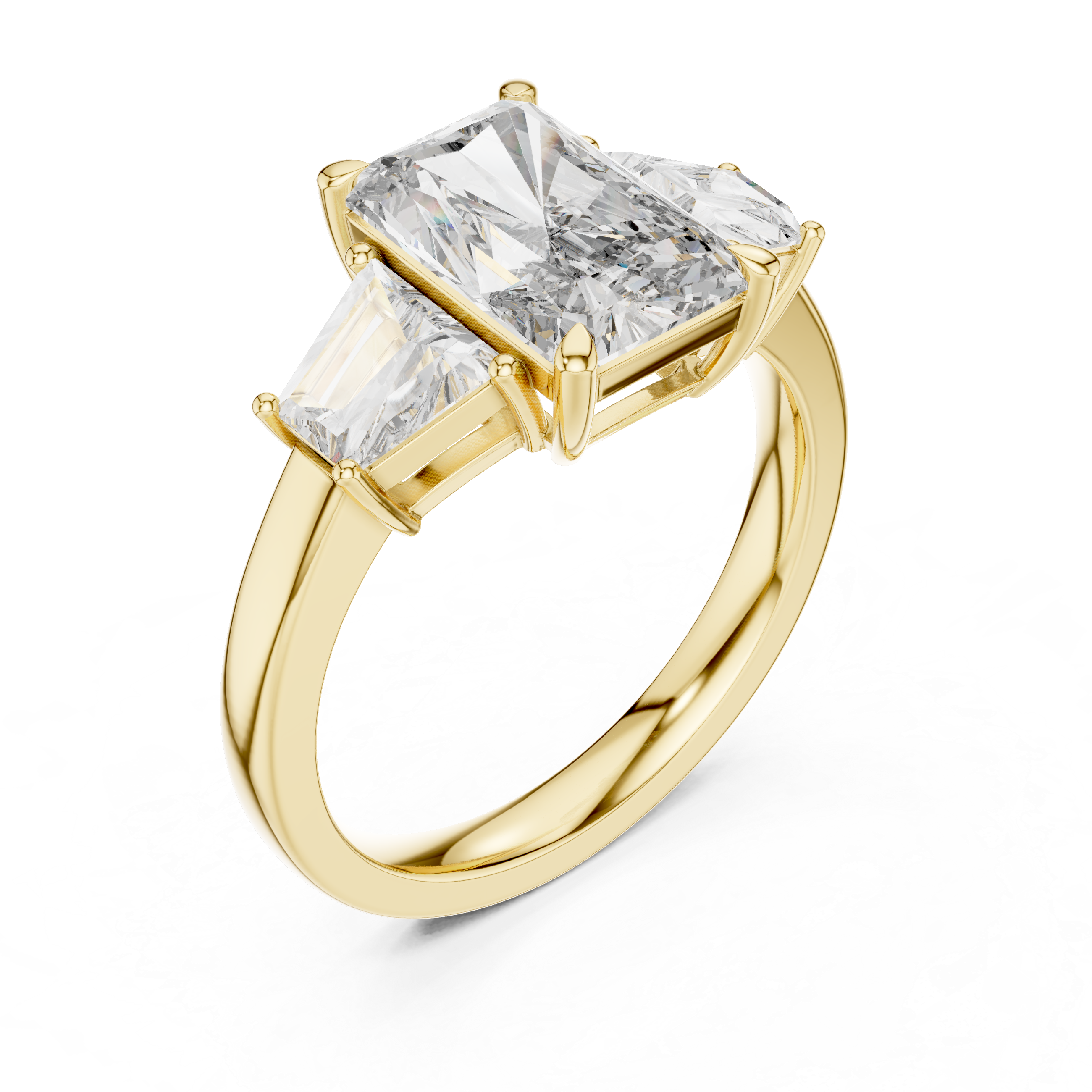 Radiant Three Stone Ring