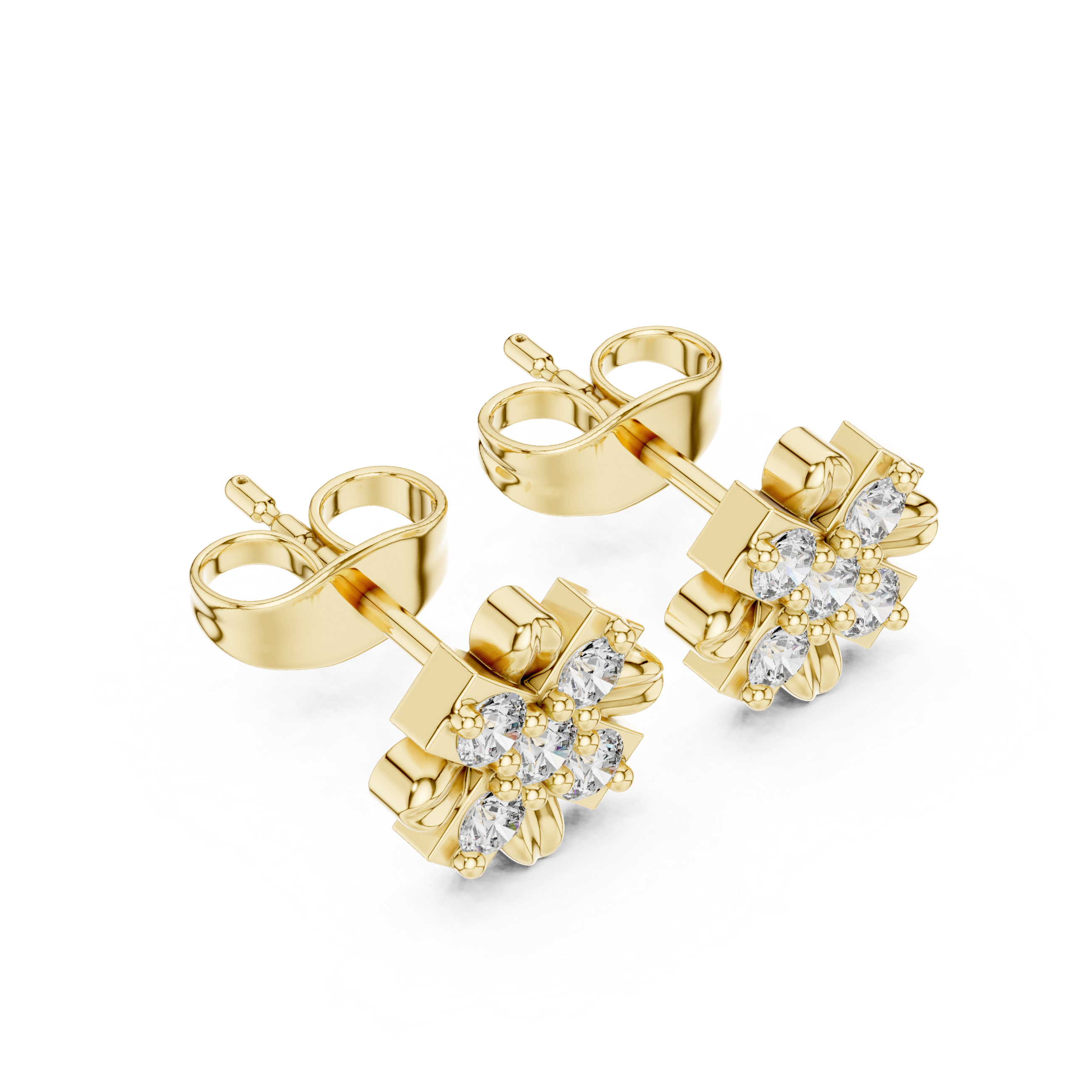 Luxury Floral Diamond Stud Earrings