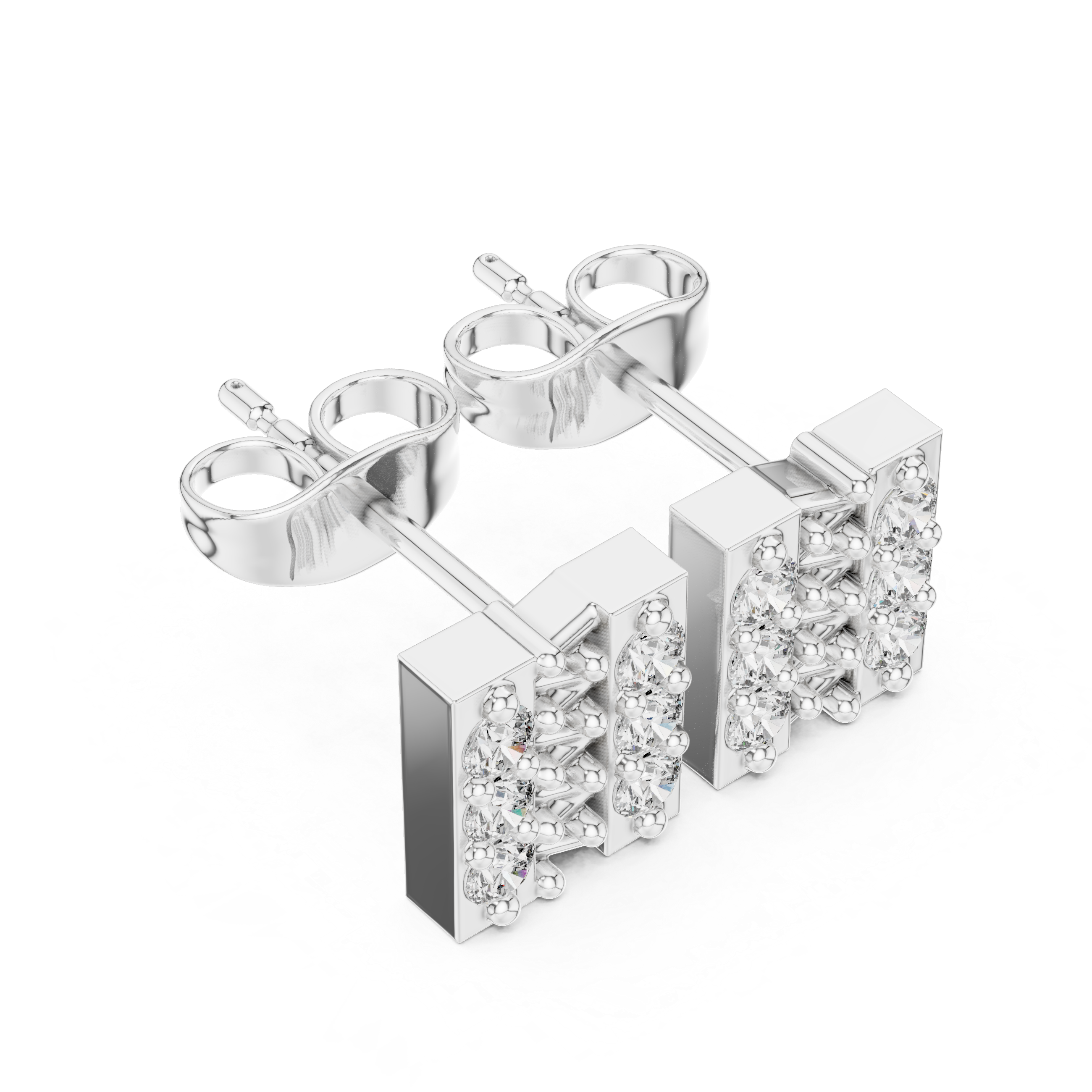 Luxury Diamond Bar Stud Earrings