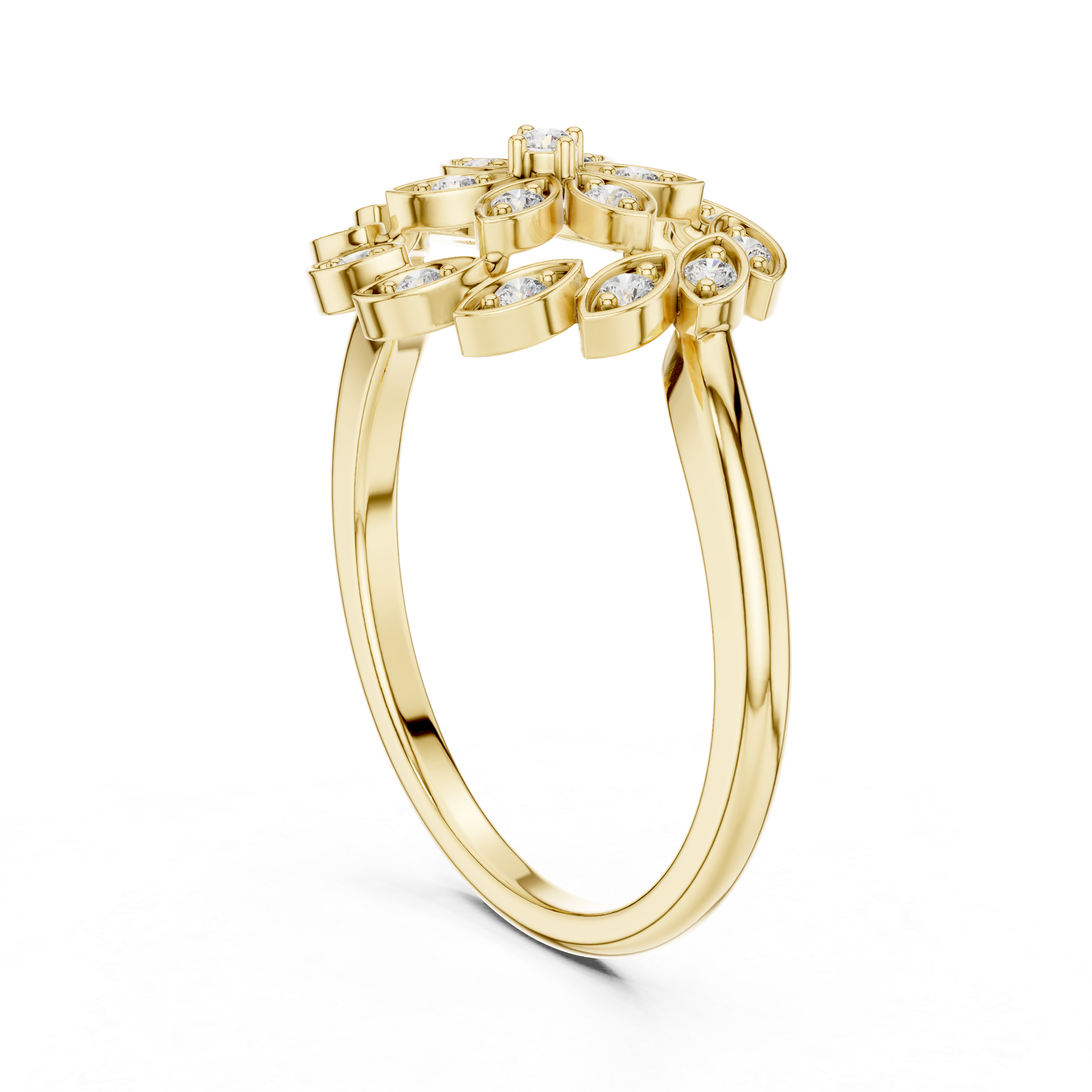 Floral Diamond Halo Ring