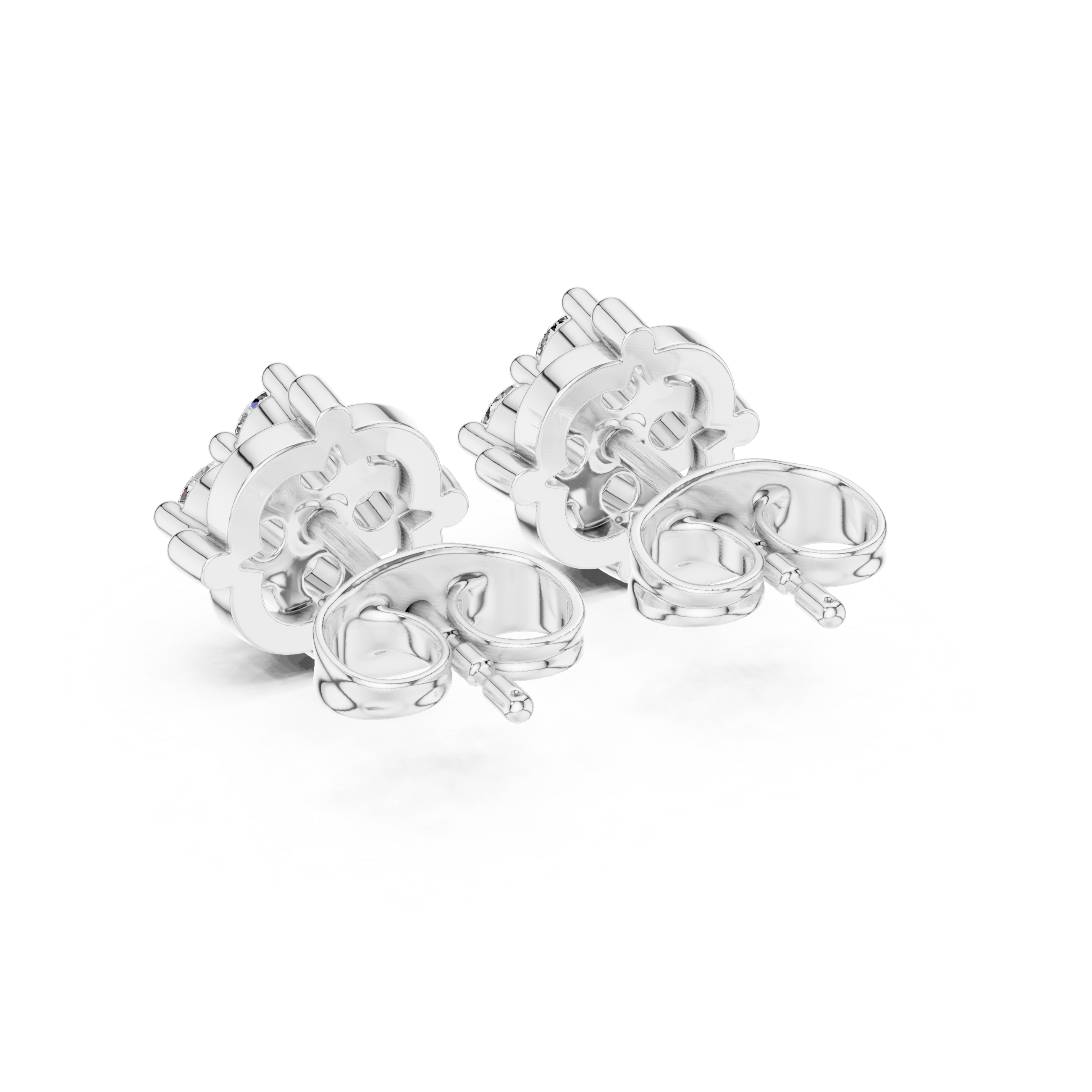 Floral Diamond Cluster Stud Earrings
