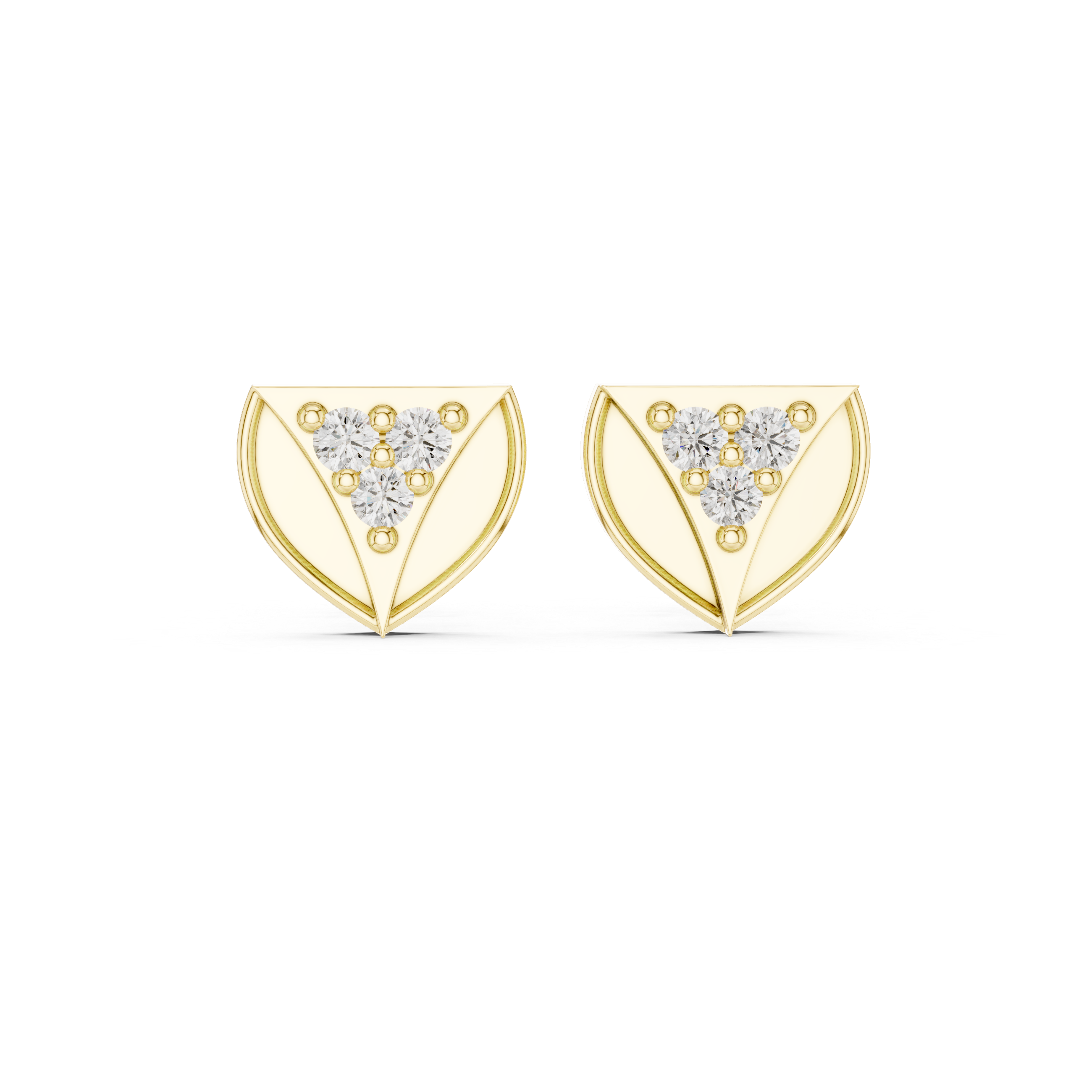 Diamond Shield Heart Stud Earrings