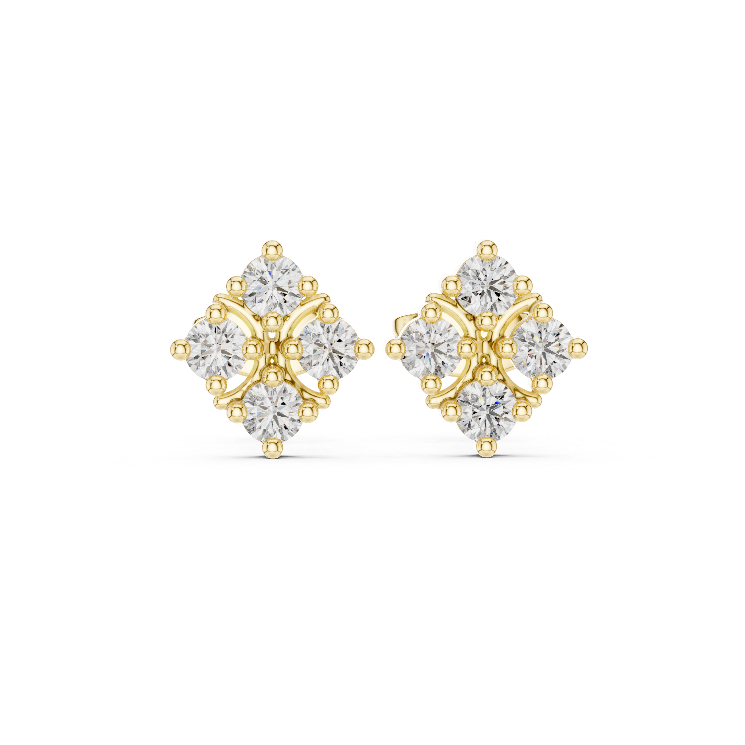 Diamond Floral Cluster Stud Earrings