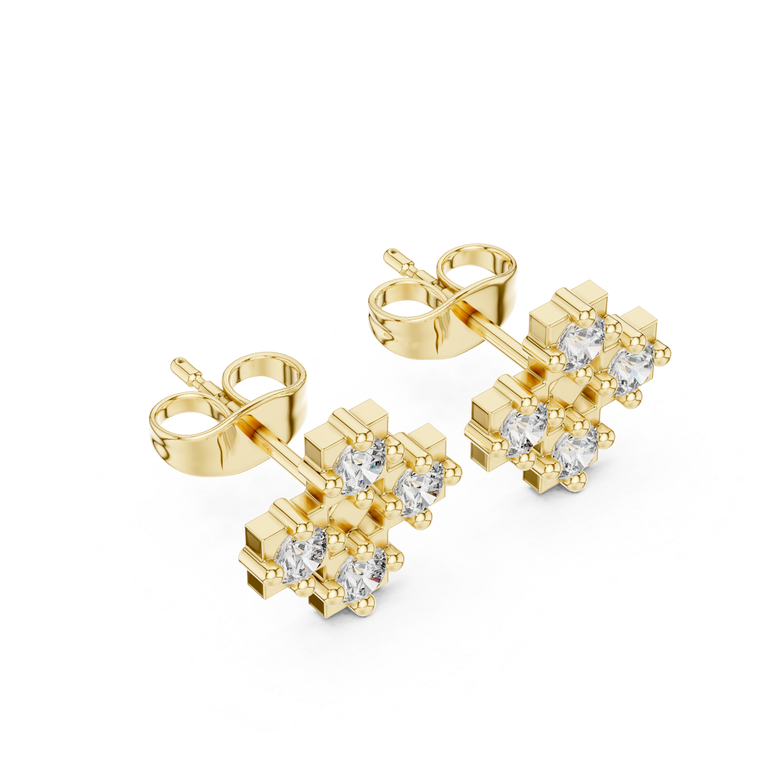 Diamond Cross Cluster Stud Earrings