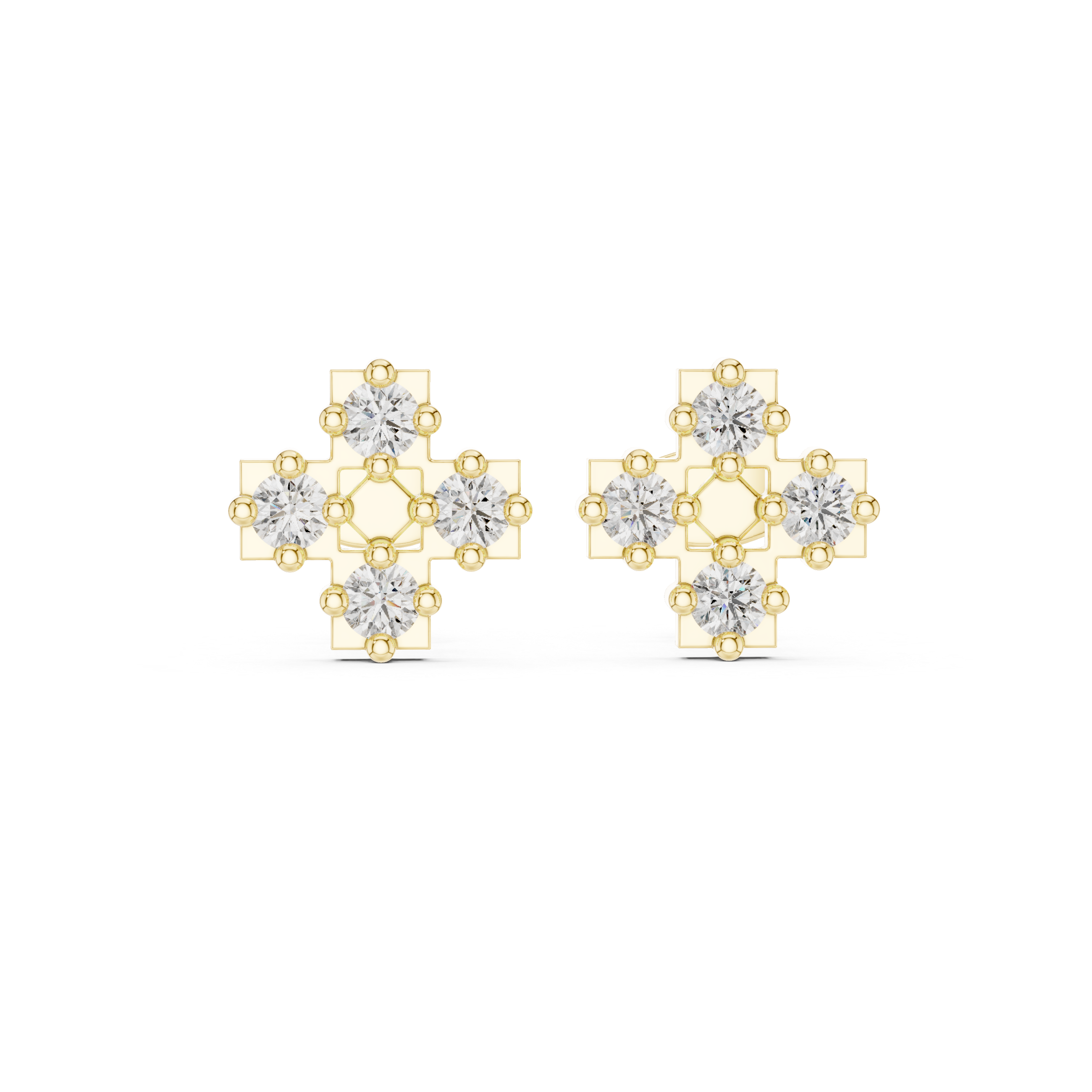 Diamond Cross Cluster Stud Earrings