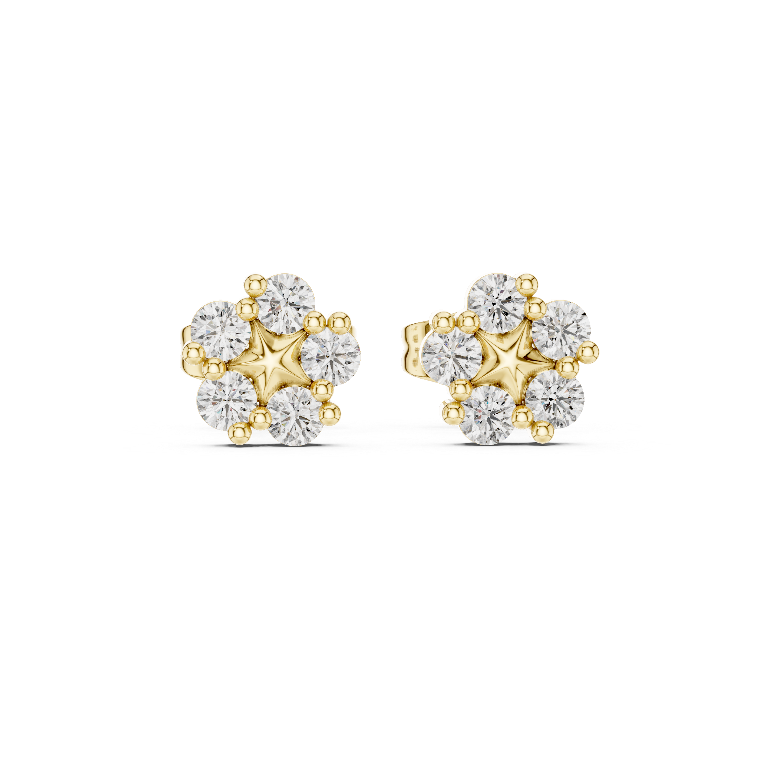 Floral Cluster Diamond Stud Earrings