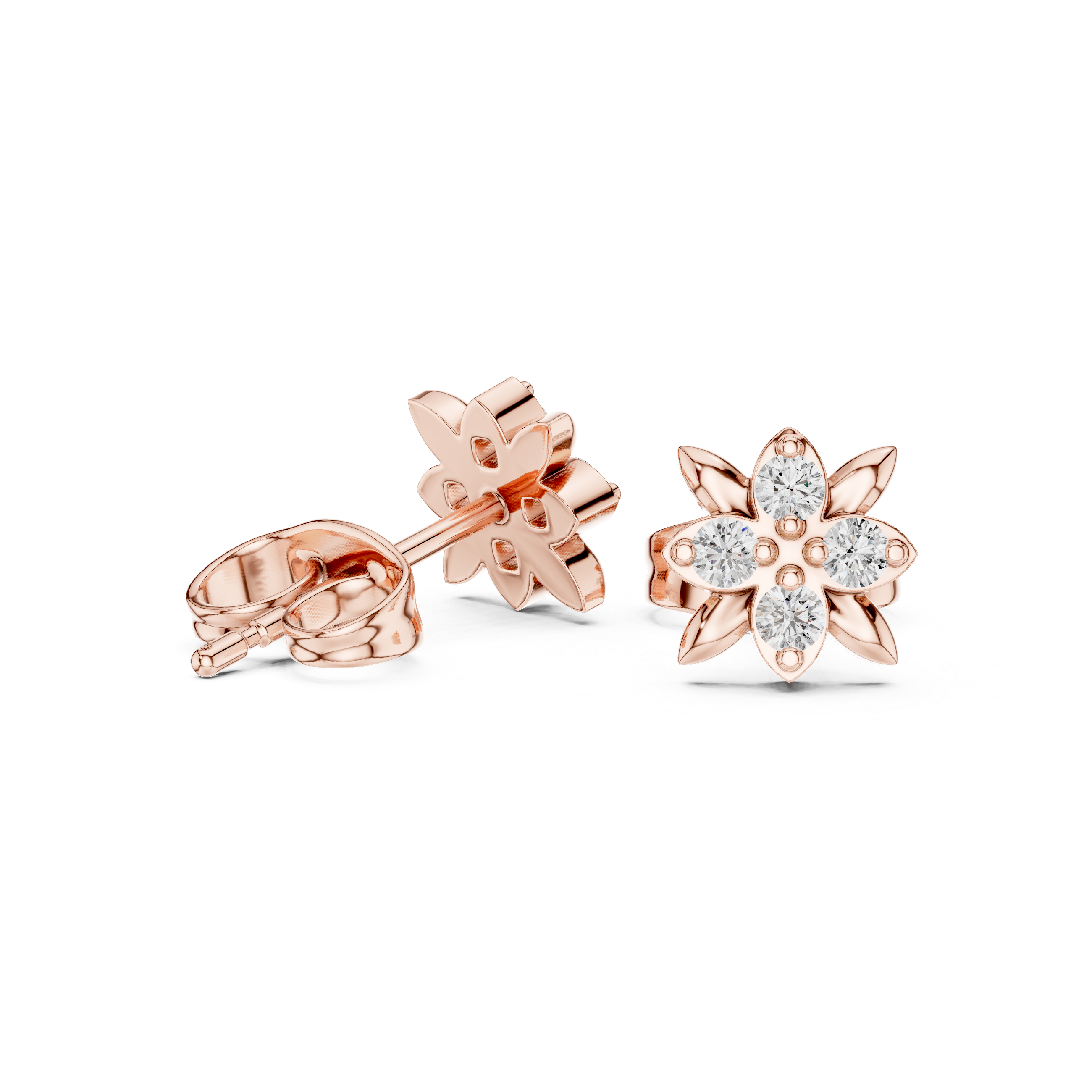 Diamond Floral Stud Earrings