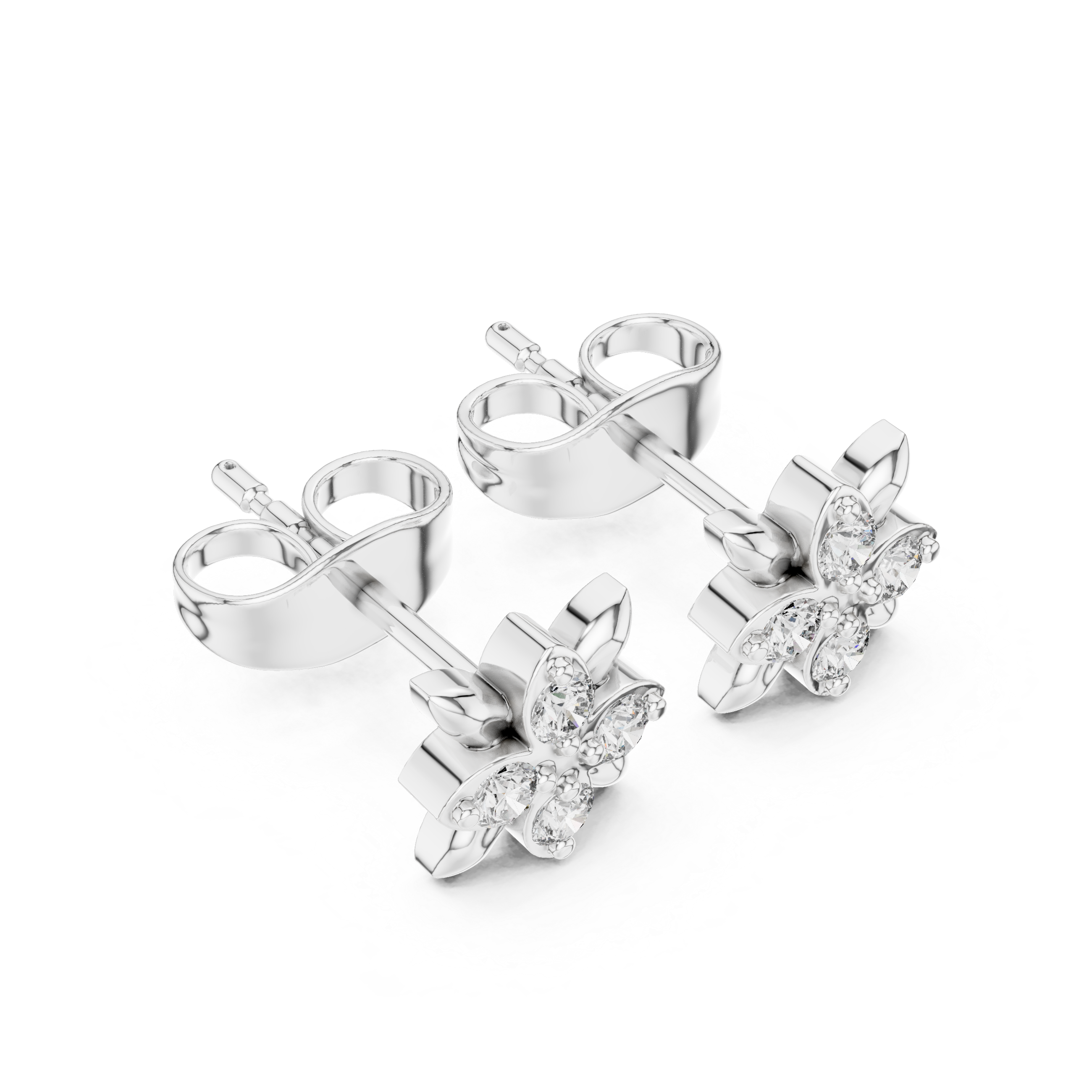 Diamond Floral Stud Earrings
