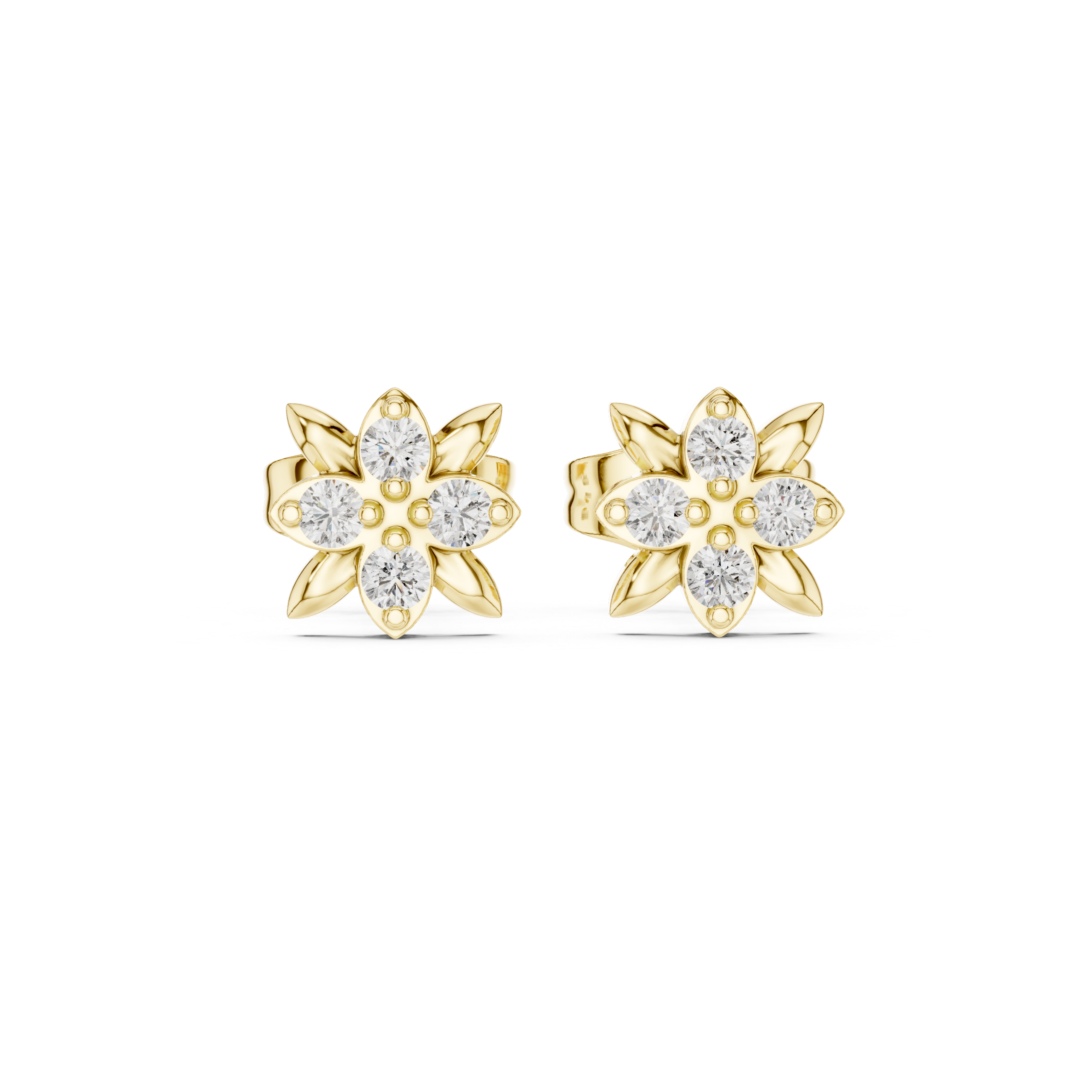 Diamond Floral Stud Earrings