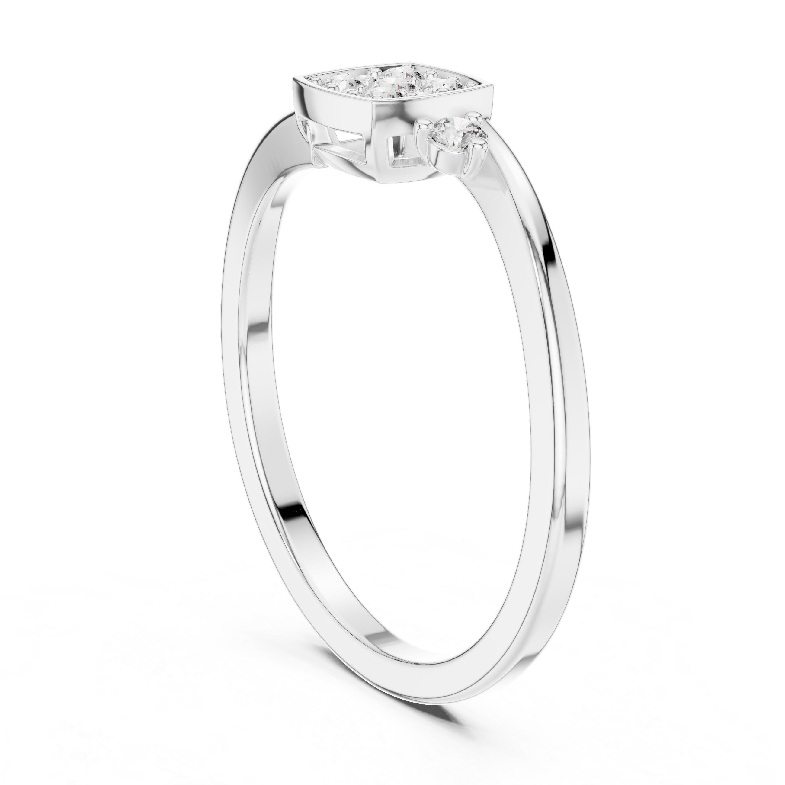 Cushion Halo Diamond Ring with Side Accent Stones